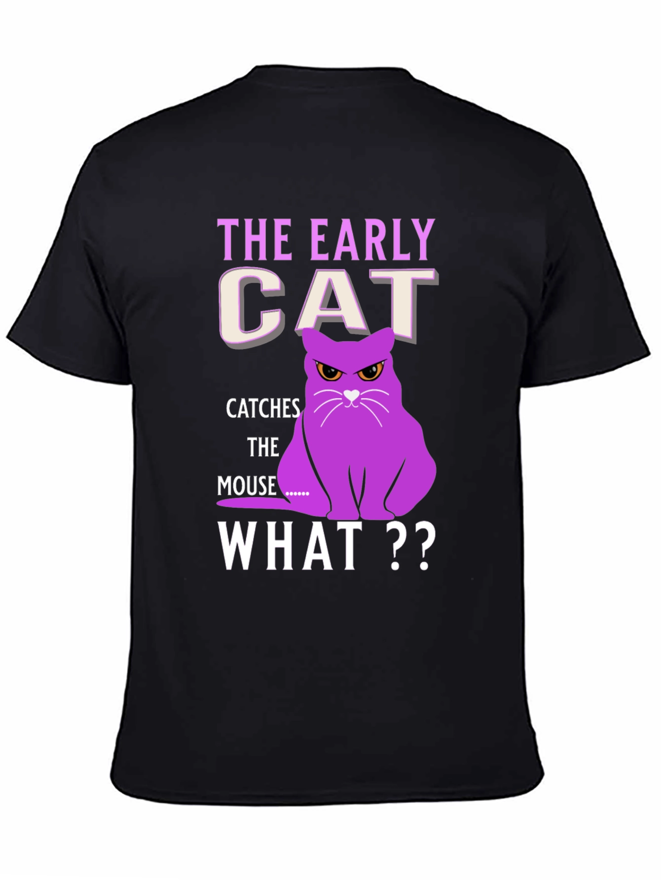 Black Early Cat T-Shirt - Funny Cat Lover Tee view 4
