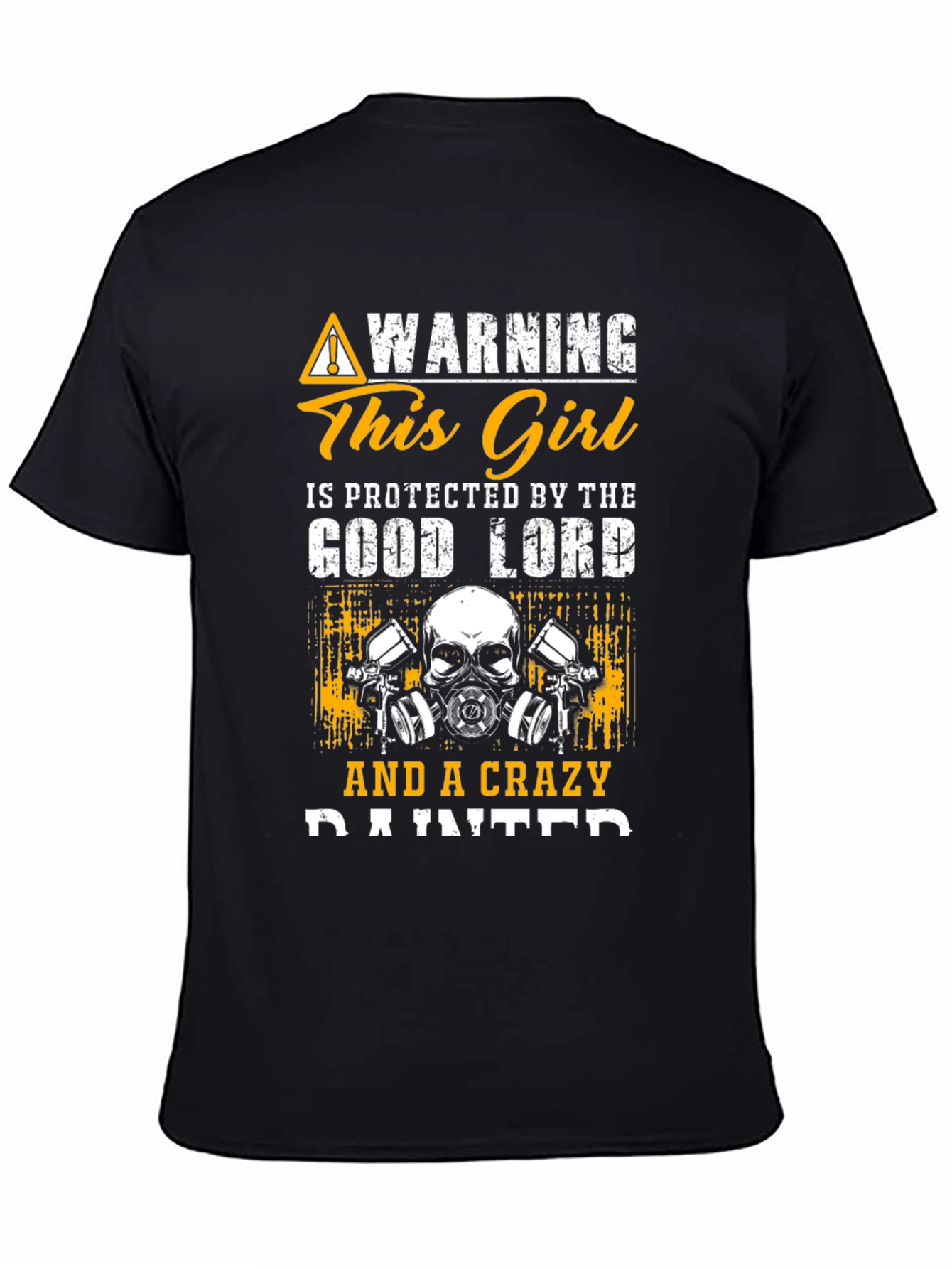 Black Warning Crazy Painter Graphic T-Shirt view 4