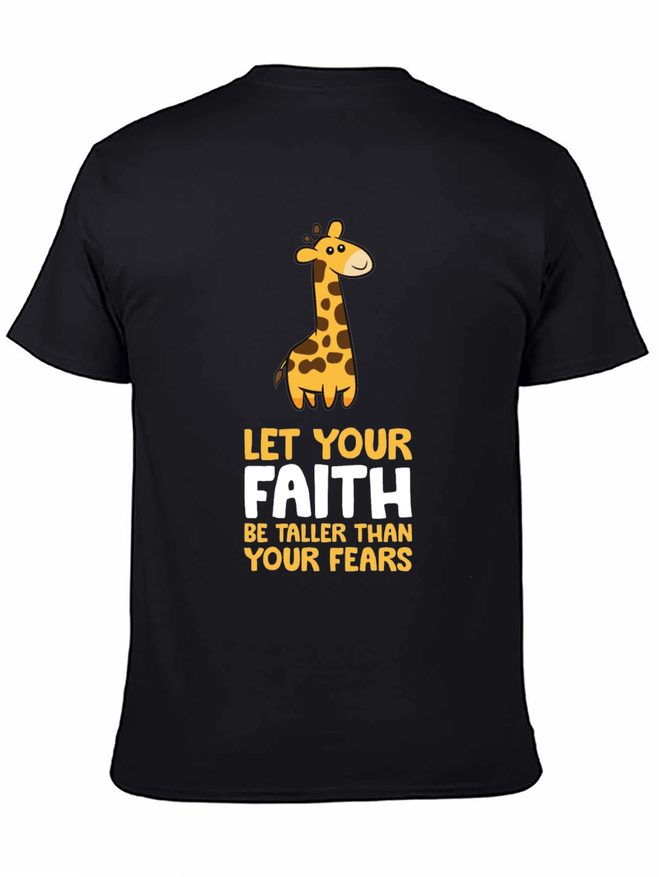 Black Faith Giraffe Graphic Tee - Unisex Black T-Shirt view 4