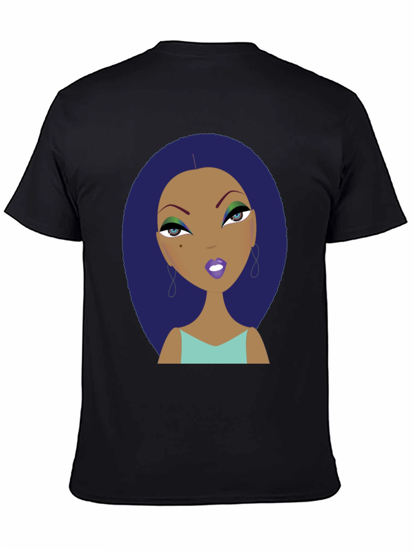 Black Funky Cartoon Lady Graphic Print Tee view 4