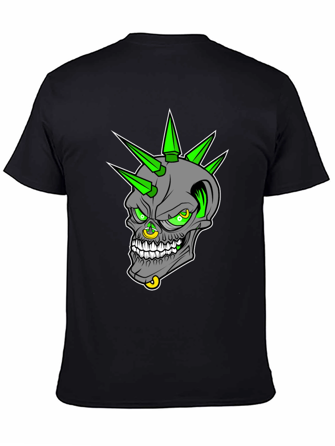 Black Edgy Skull Graphic T-Shirt - Punk Rock Style view 4