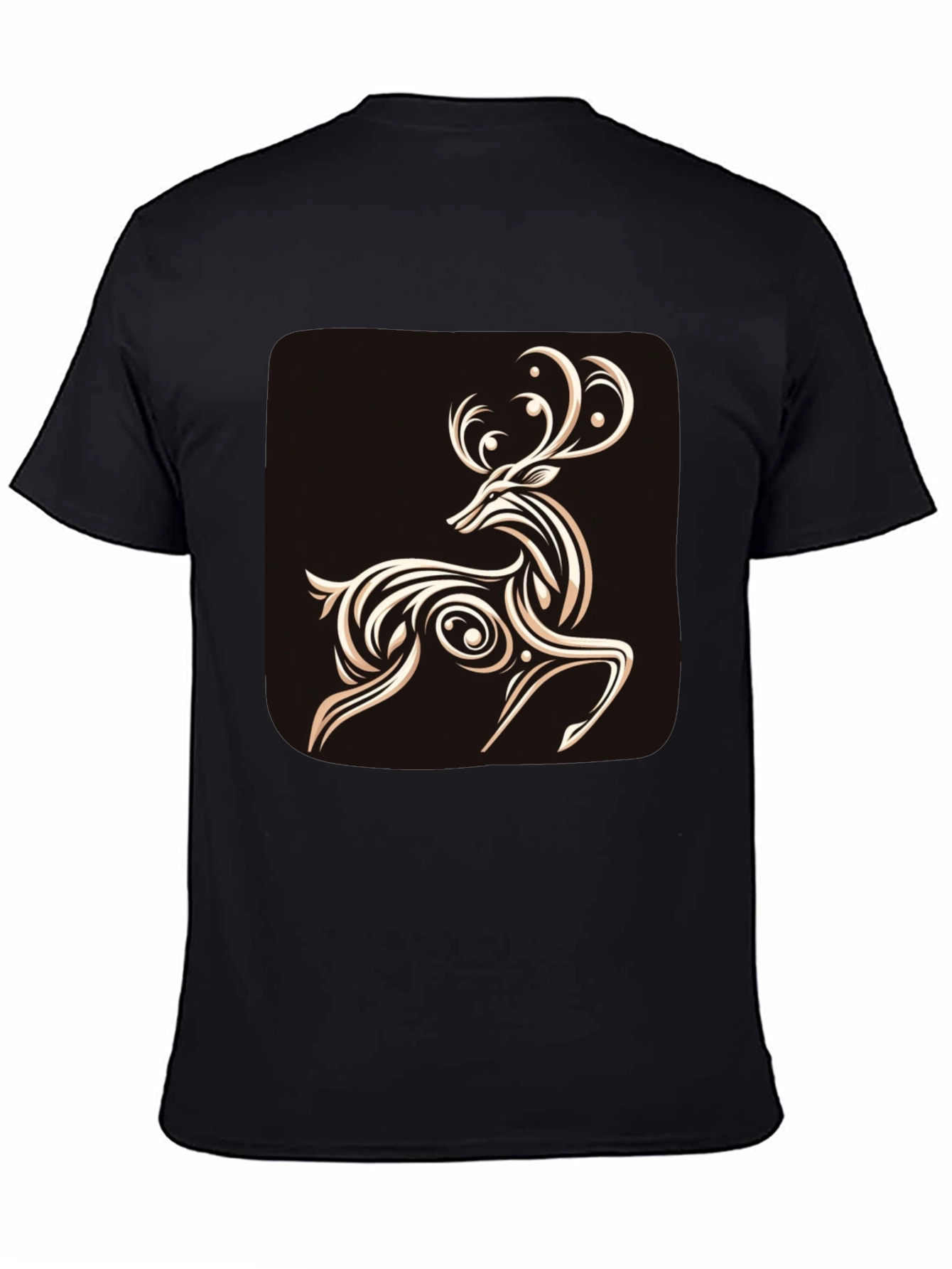 Black Elegant Deer Graphic Tee - Stylish Men's Black T-Shirt view 4