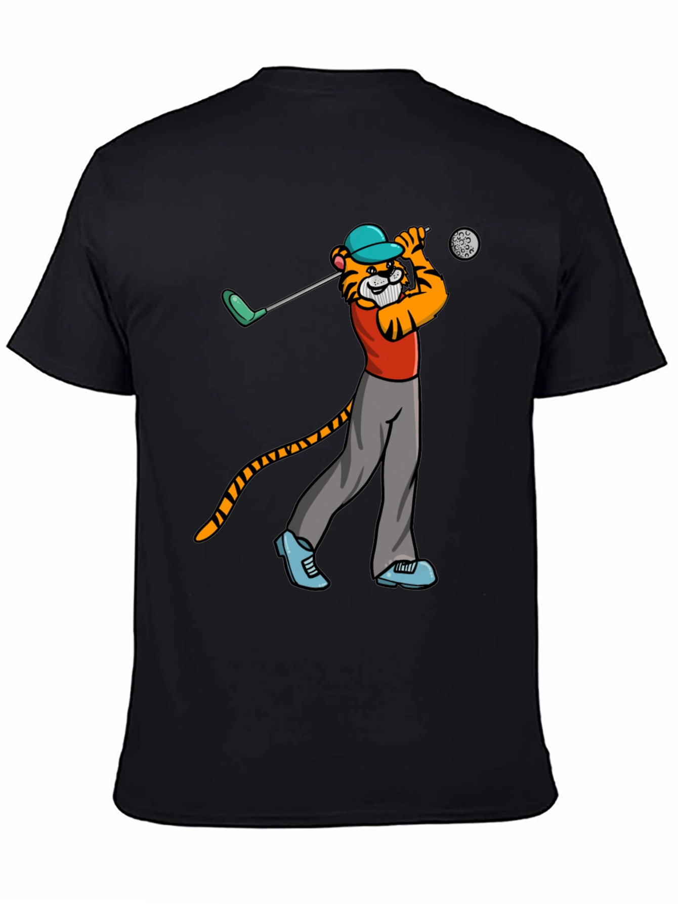 Black Tiger Golfer T-Shirt - Cool Cartoon Tee view 4