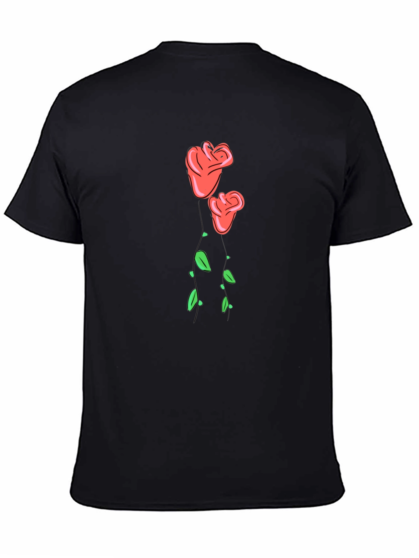 Black Men's Black Rose Graphic T-Shirt view 4