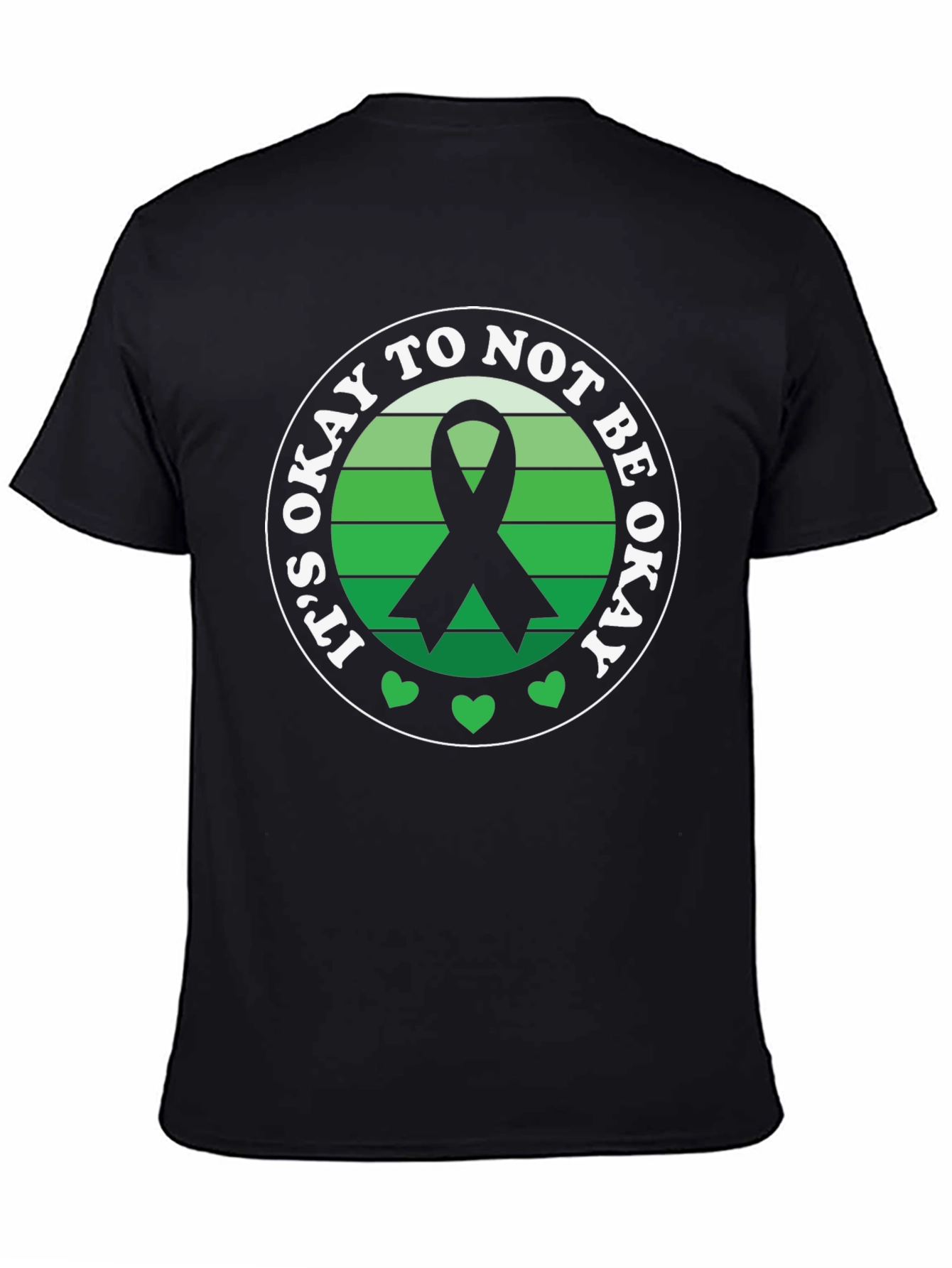 Black It's Okay To Not Be Okay Awareness Ribbon T-Shirt view 4