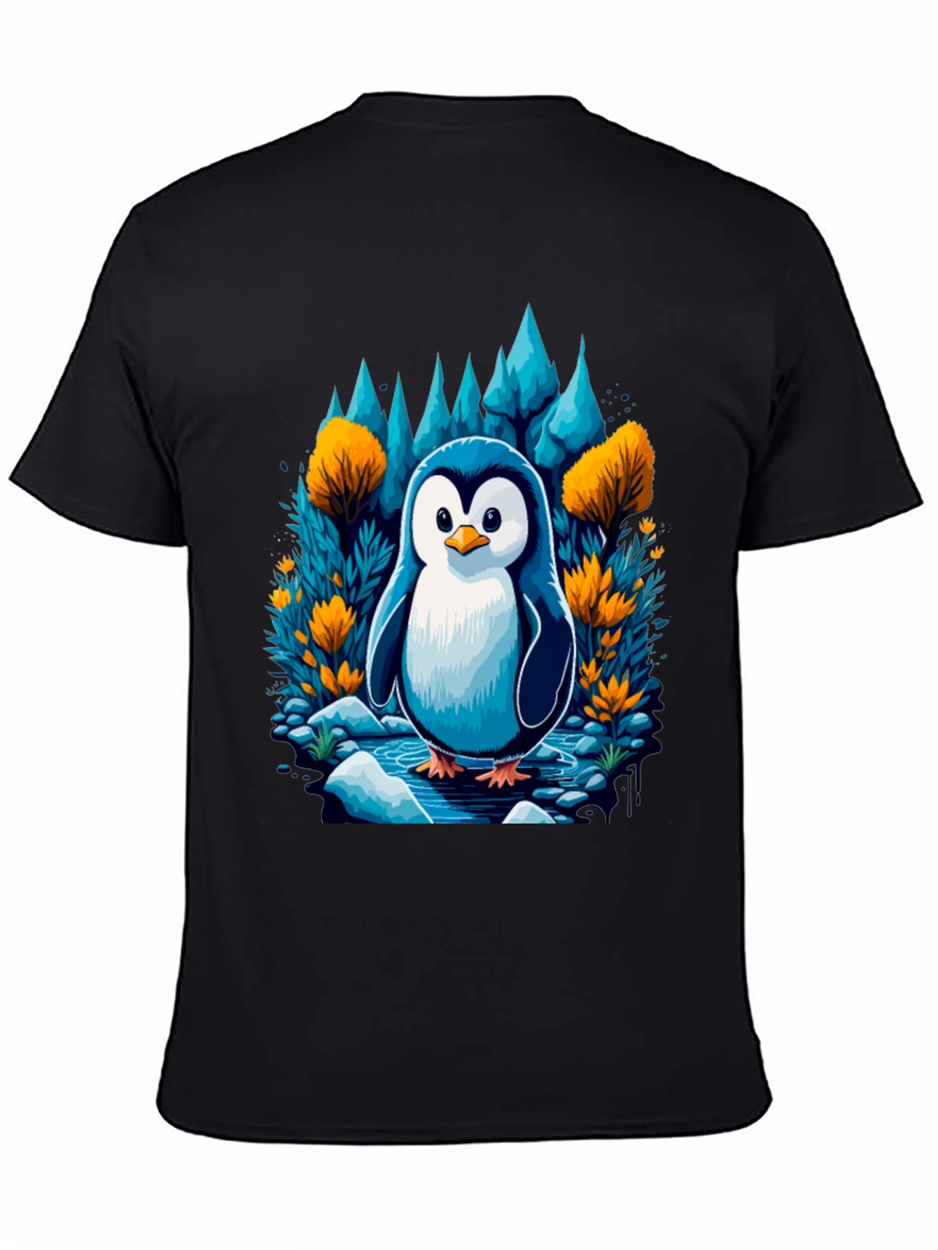 Black Penguin in Forest T-Shirt view 4