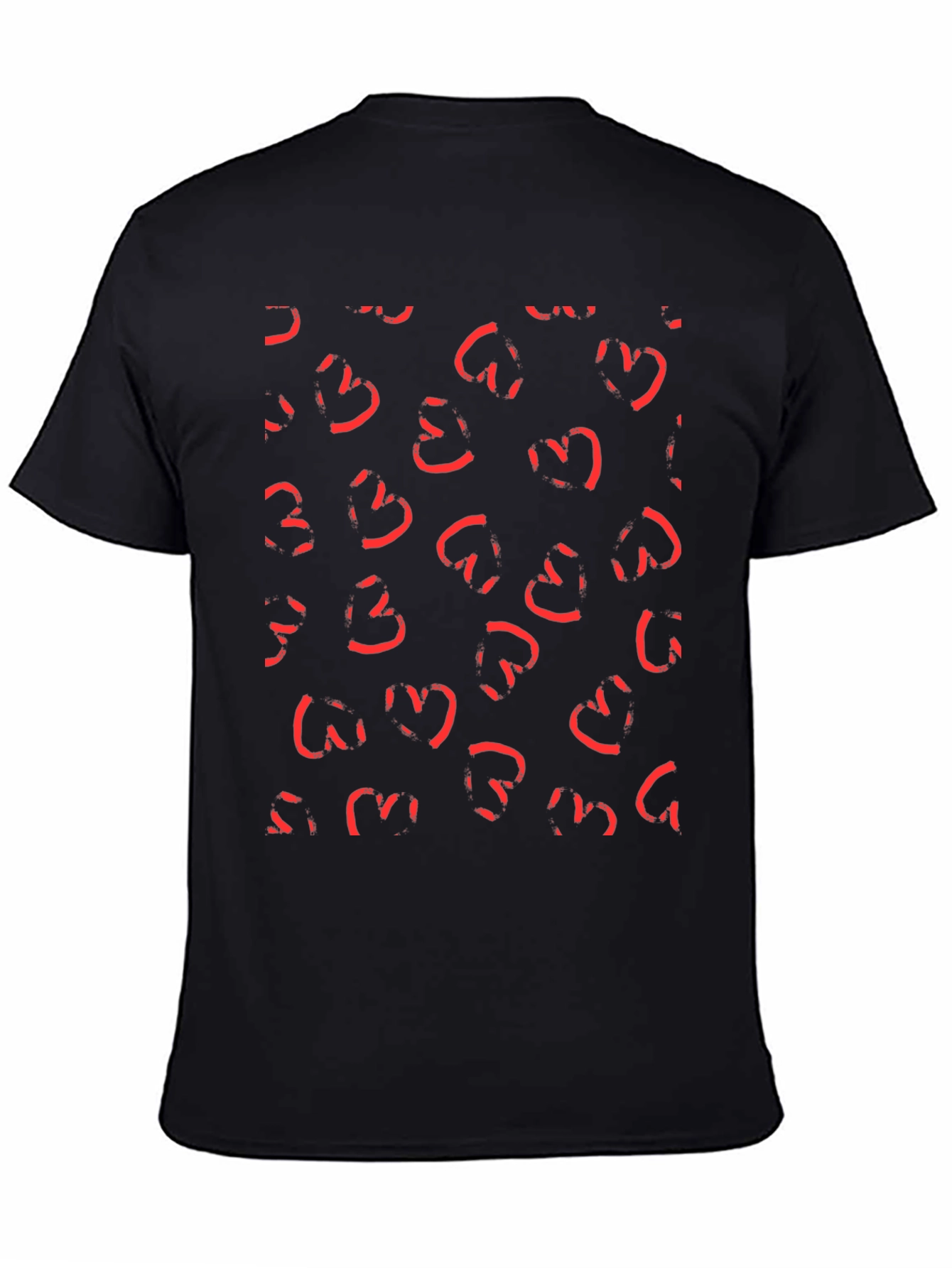 Black Abstract Heart Print Black T-Shirt view 4