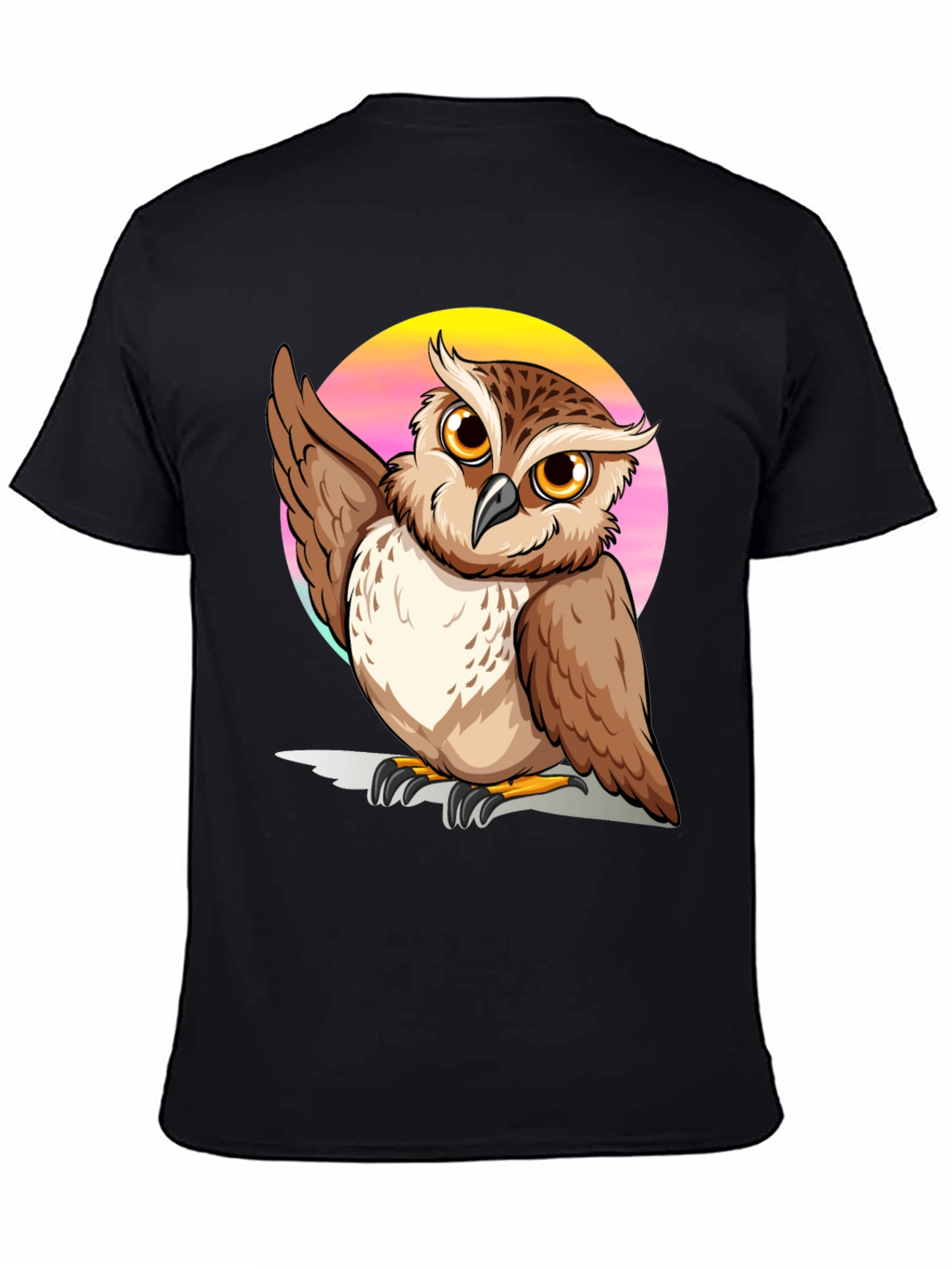 Black Owl Graphic Print Black T-Shirt view 4