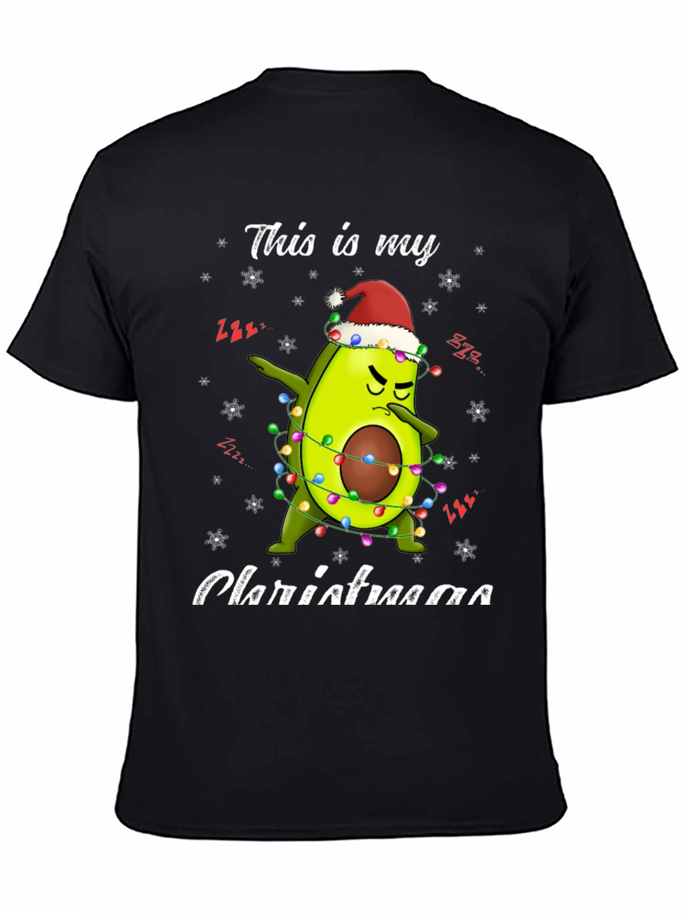 Black Funny Avocado Christmas T-Shirt  view 4