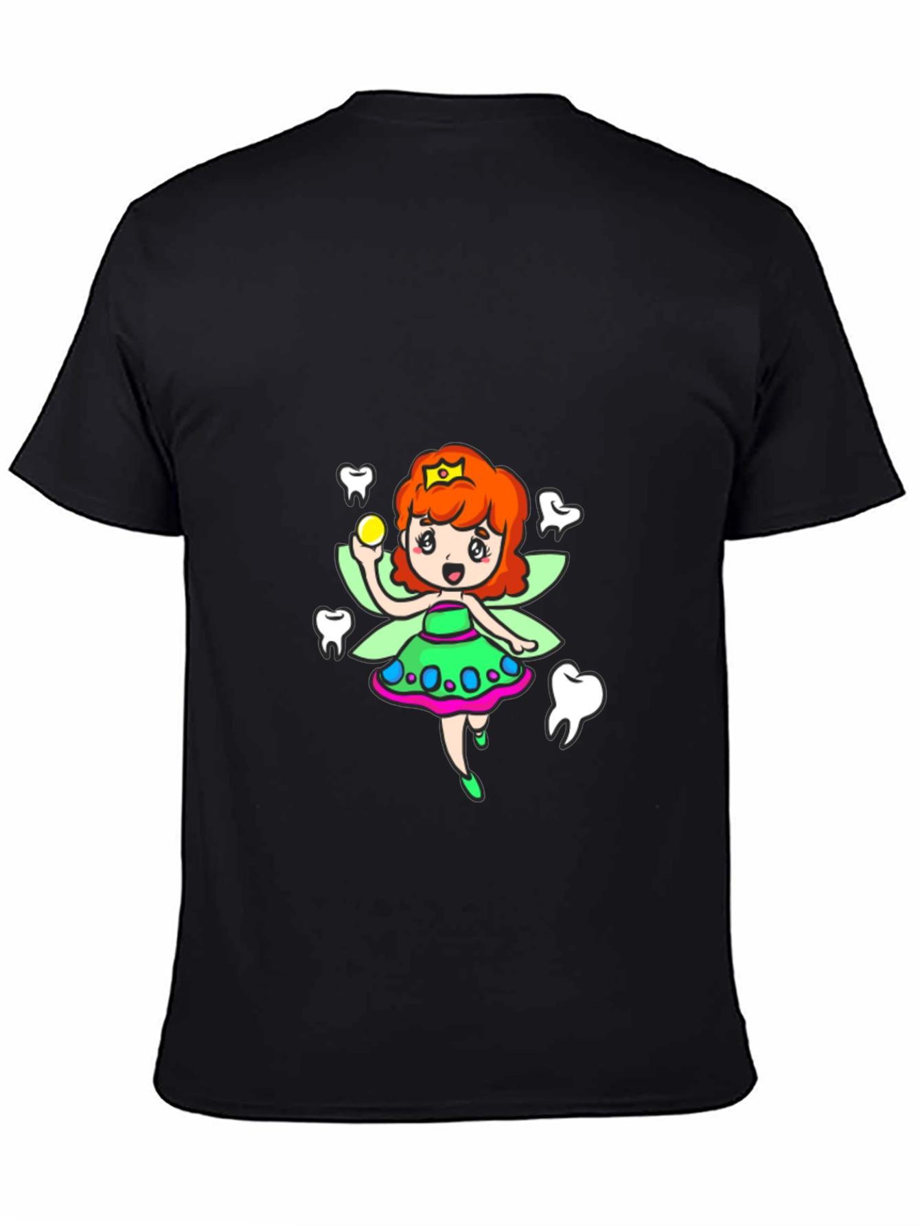 Black Tooth Fairy Cartoon Graphic T-Shirt view 4