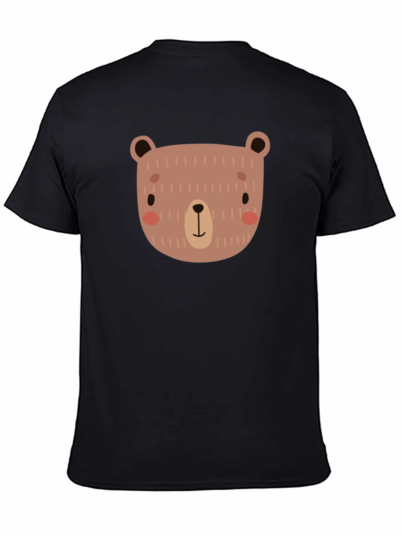 Black Cute Bear Graphic Black T-Shirt view 4