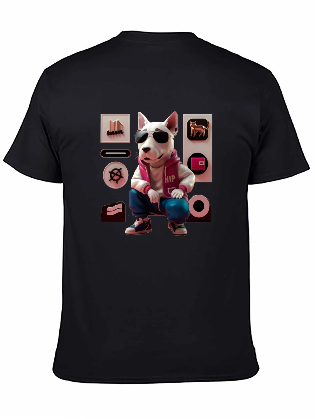 Black Cool Dog Graphic Tee - Urban Hipster Style view 4