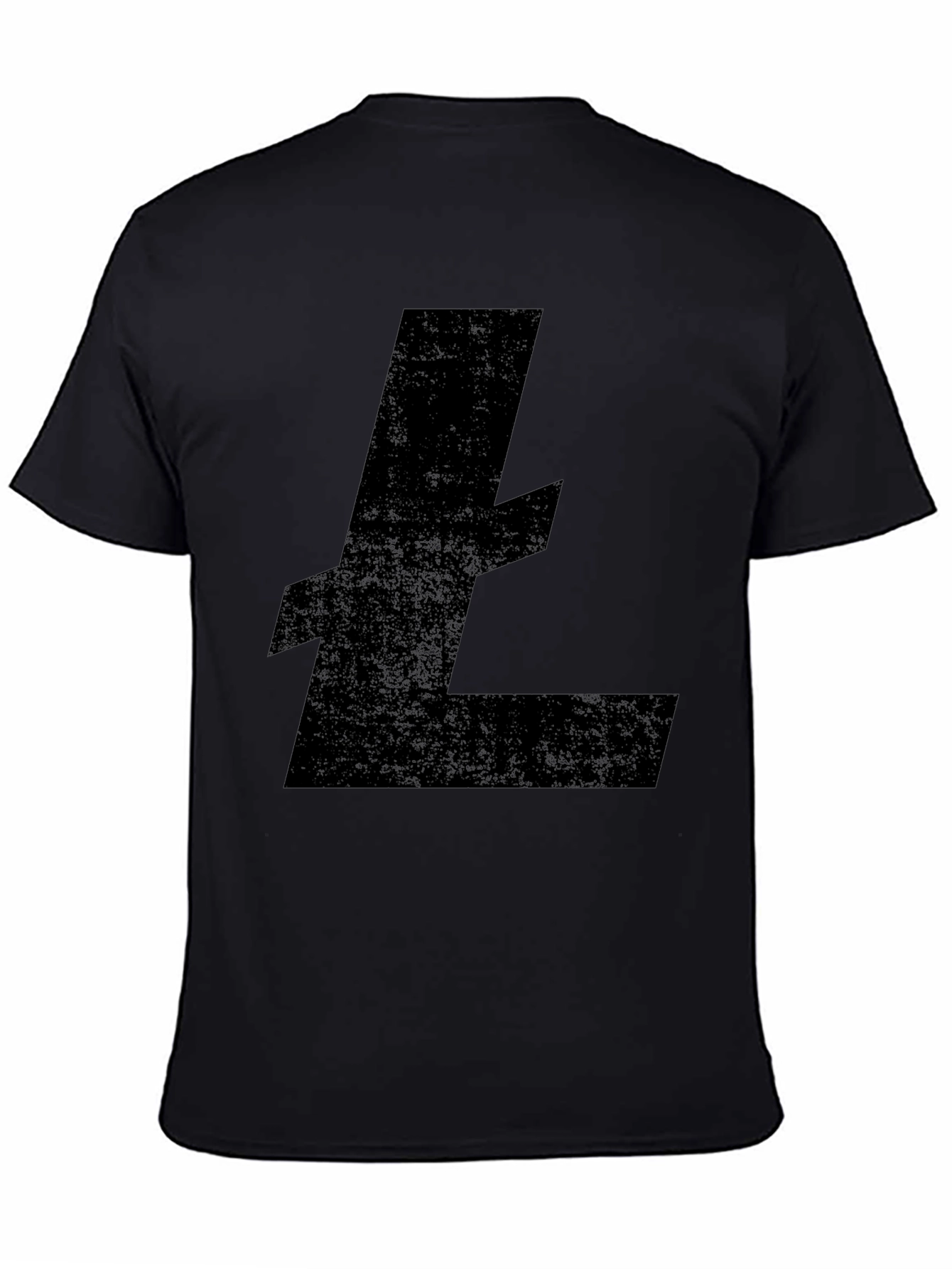 Black Litecoin Crypto Logo Black T-Shirt view 4