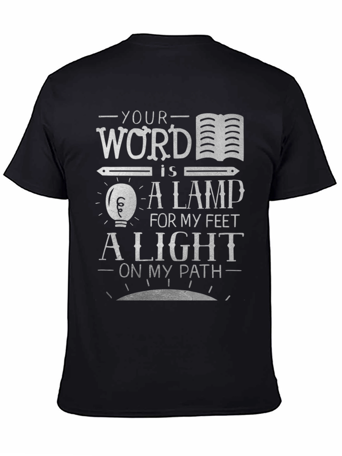 Black Faith-Inspired Graphic Tee: Your Word is a Lamp view 4