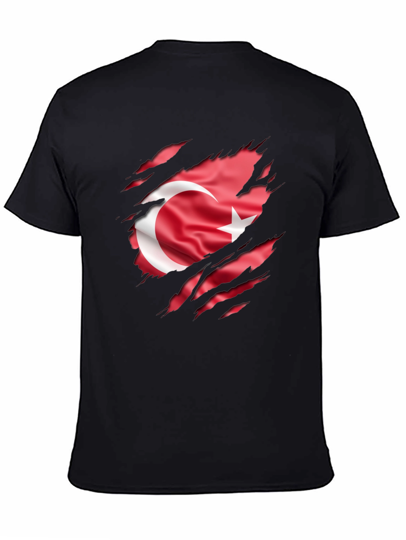 Men's Turkey Flag Ripped Graphic T-Shirt - 4