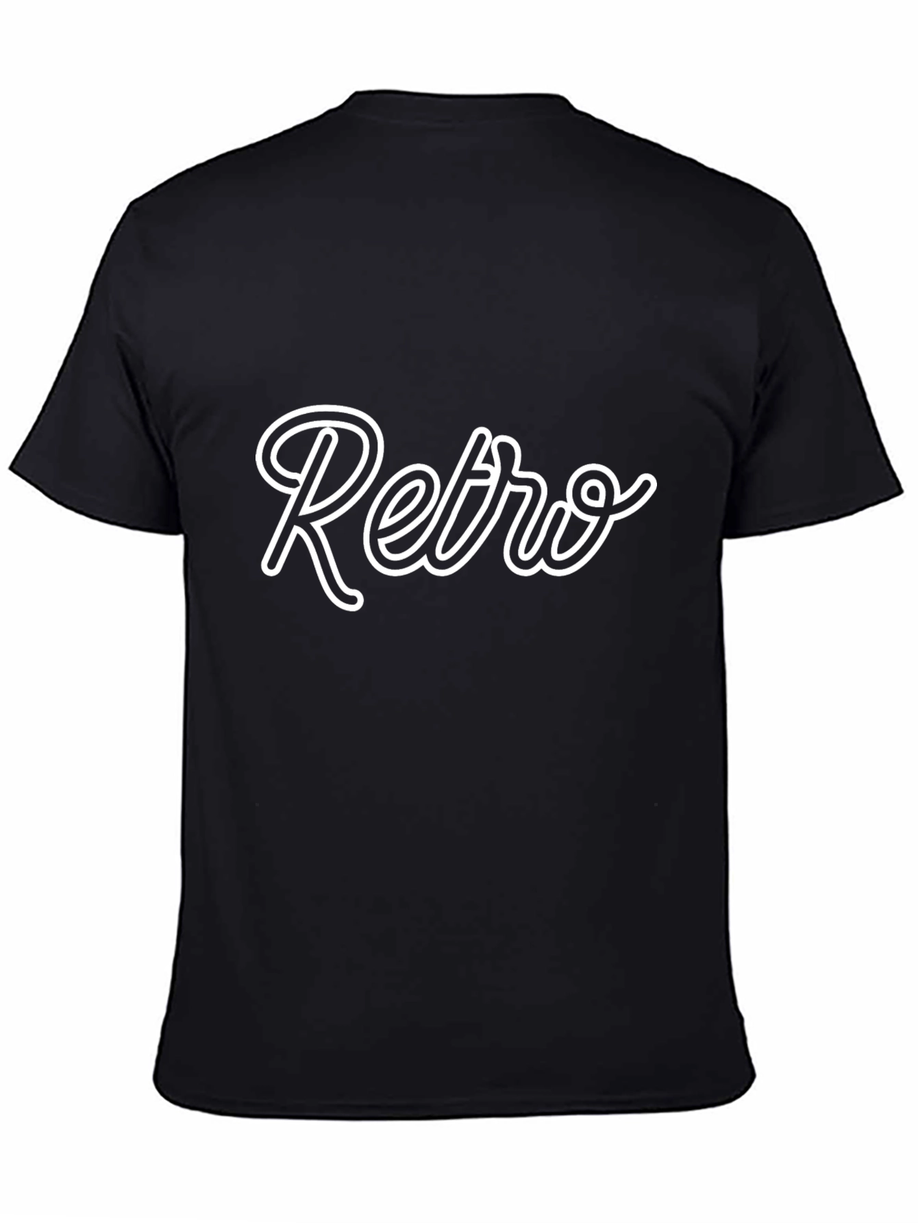 Black Retro Script Black T-Shirt view 4