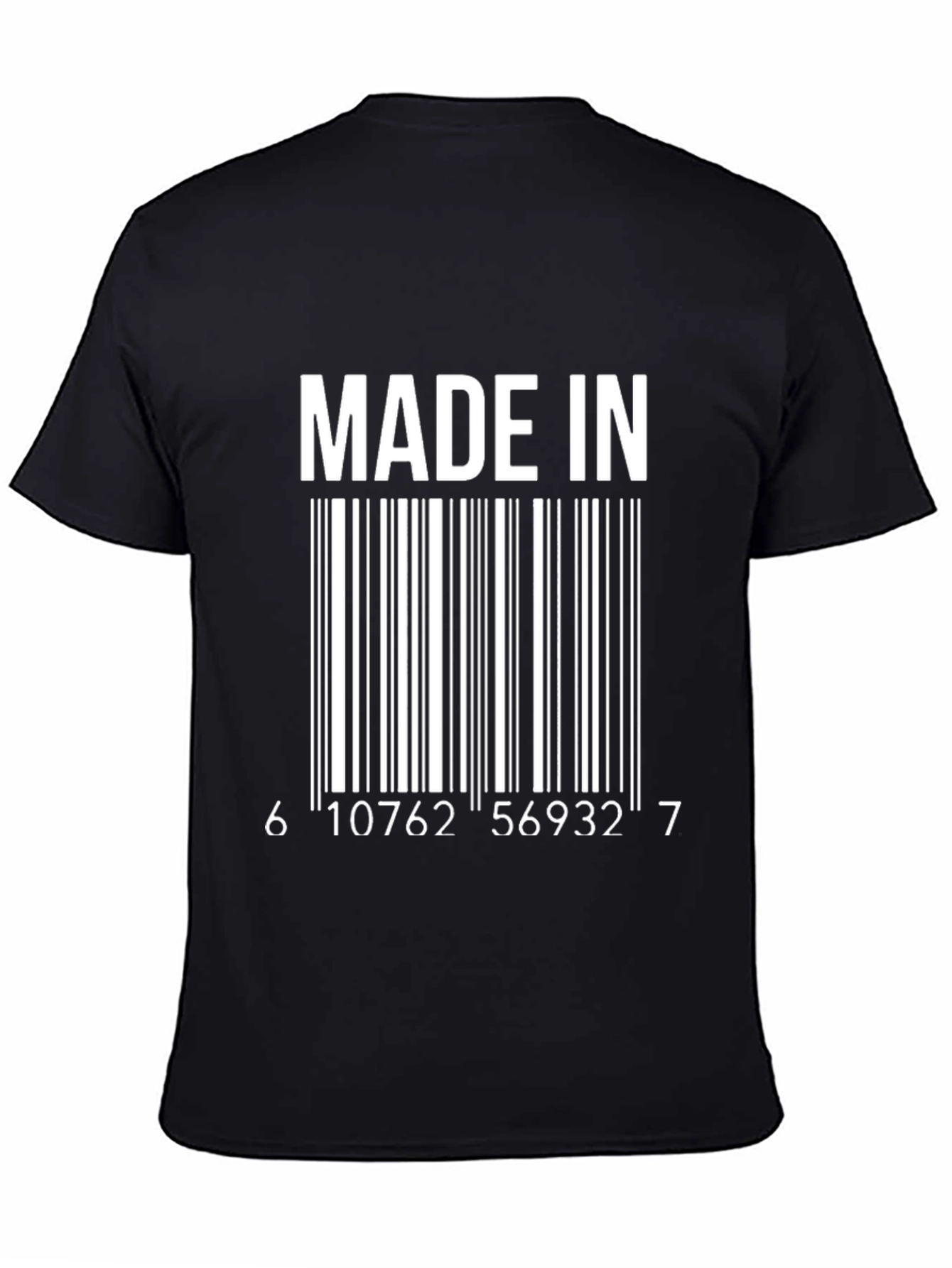 Black Made In Barcode Graphic Tee - Novelty T-Shirt view 4