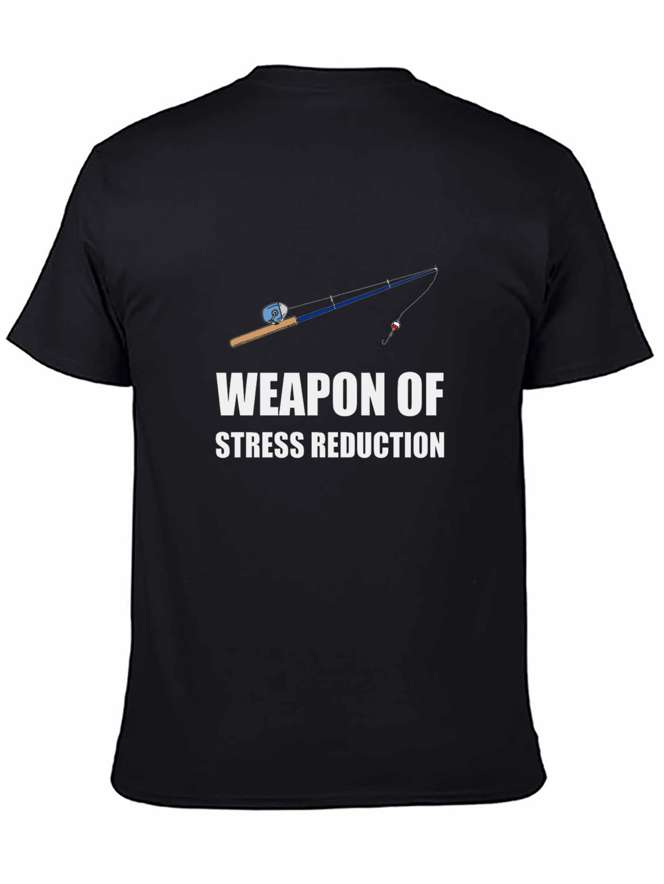 Black Fishing Rod Weapon of Stress Reduction T-Shirt view 4