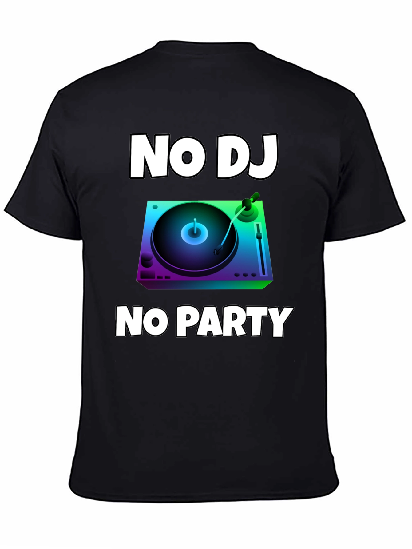 Black No DJ No Party Graphic T-Shirt view 4