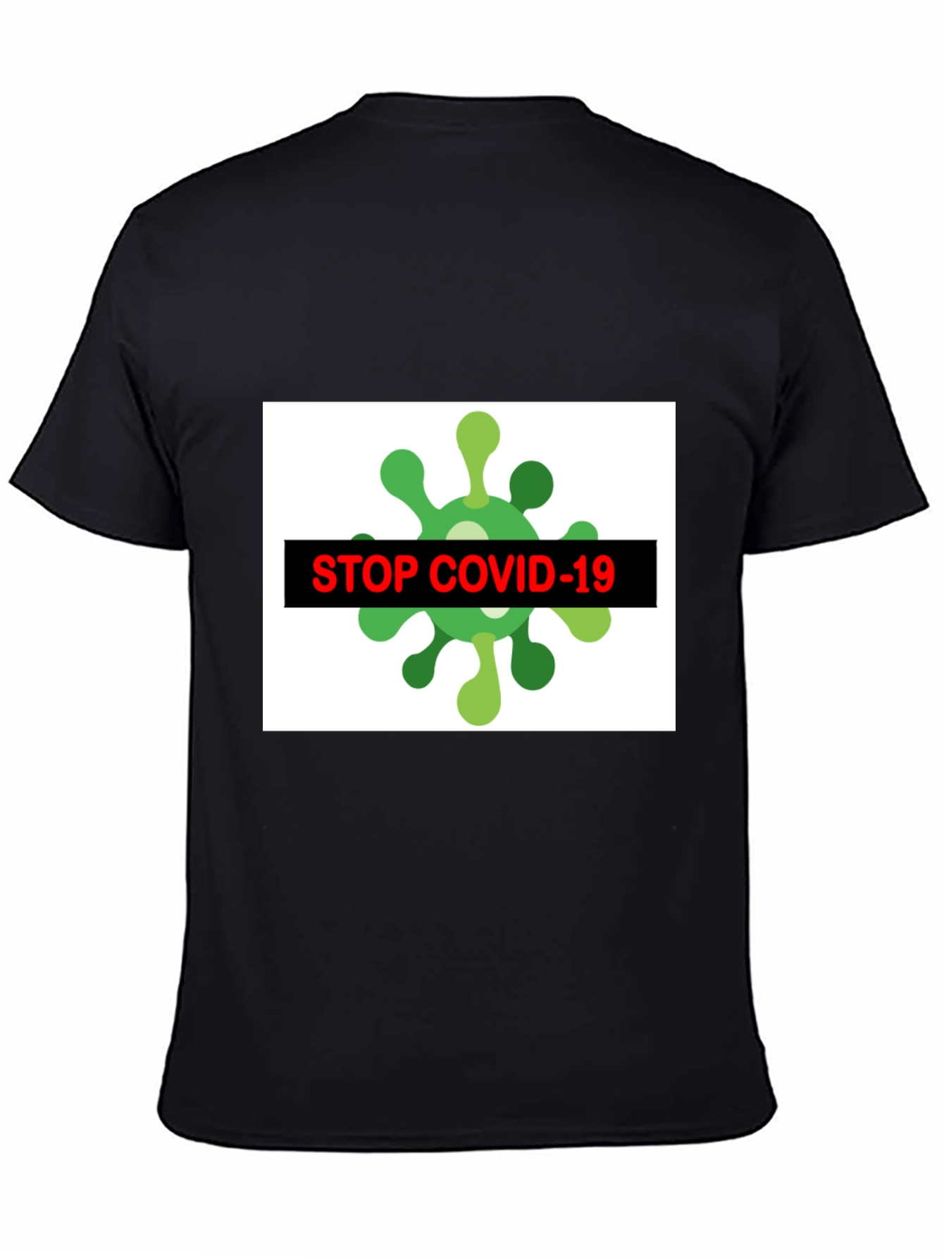 Black Stop Covid-19 Graphic Tee - Black Crew Neck T-Shirt view 4