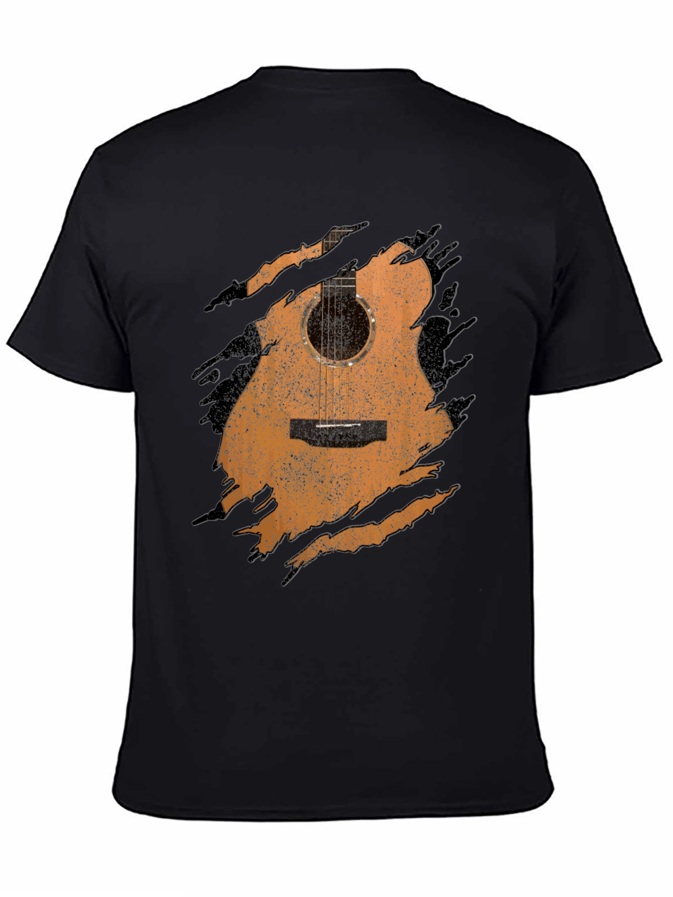 Guitar Graphic Tee - Distressed Acoustic Design, Musician Shirt - 4