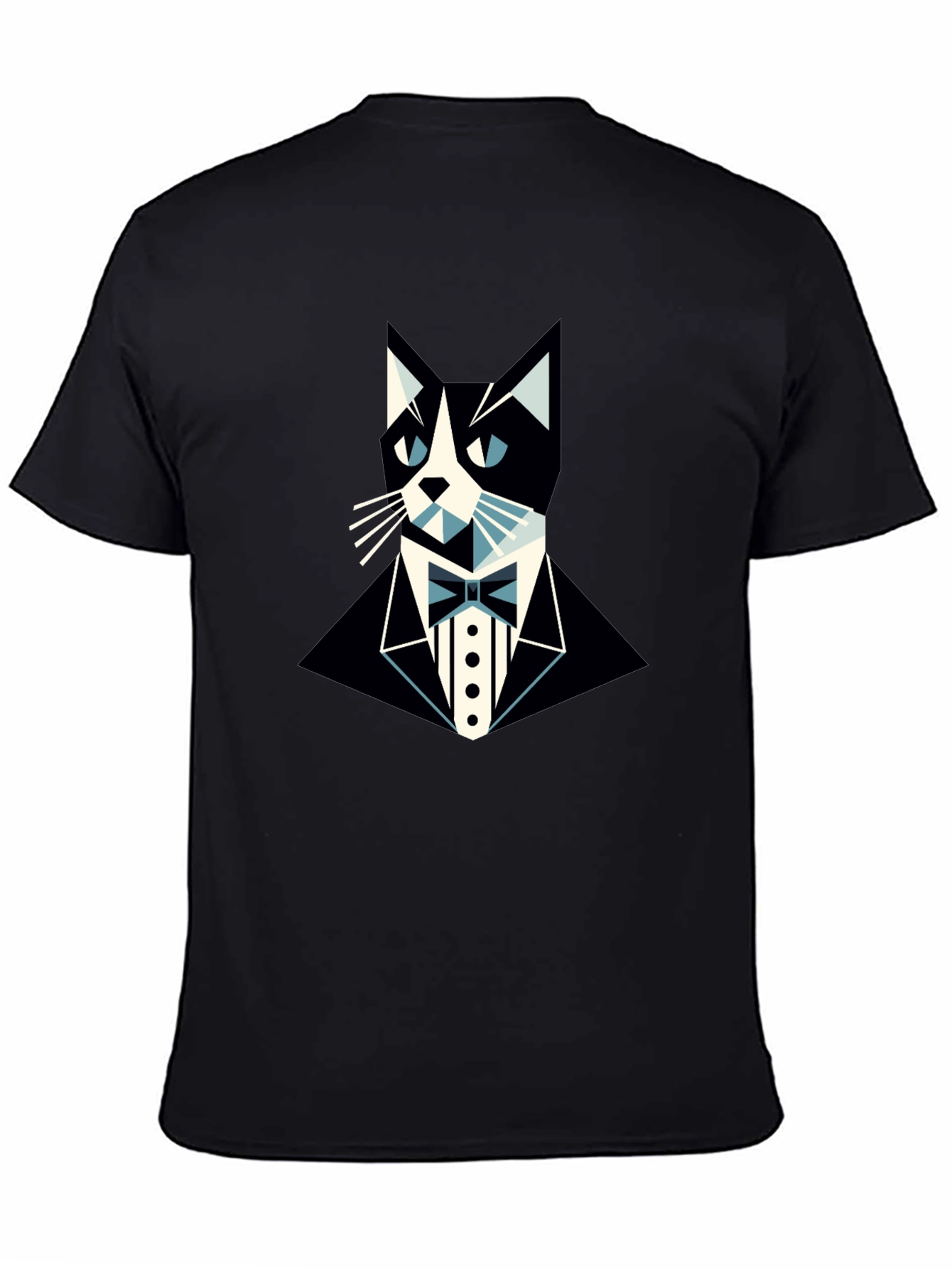 Black Tuxedo Cat Graphic Tee - Stylish & Unique Black T-Shirt view 4