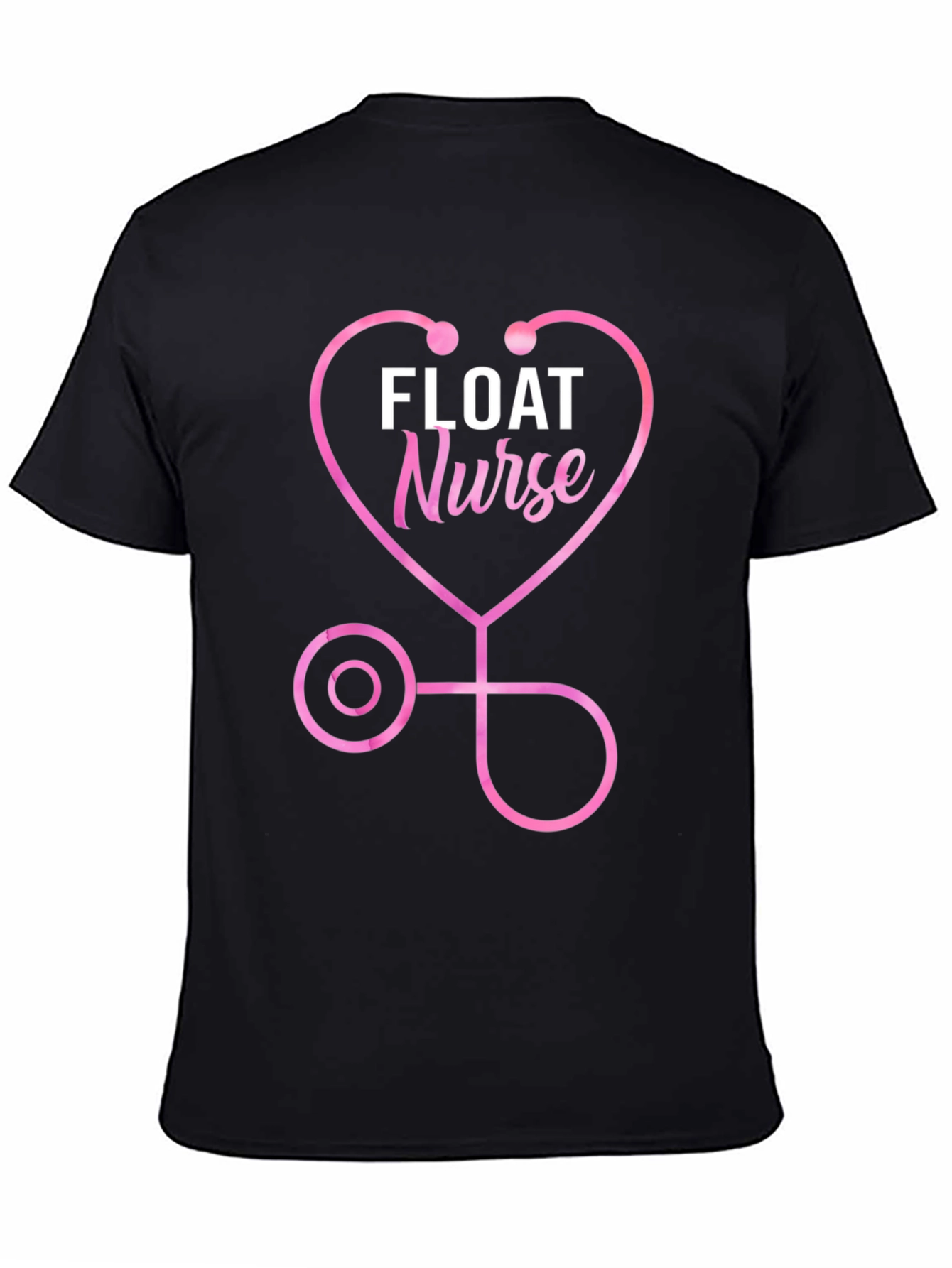 Black Float Nurse Stethoscope Heart T-Shirt view 4