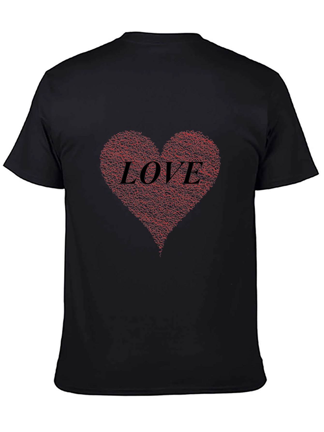 Black Love Heart Print Black T-Shirt view 4