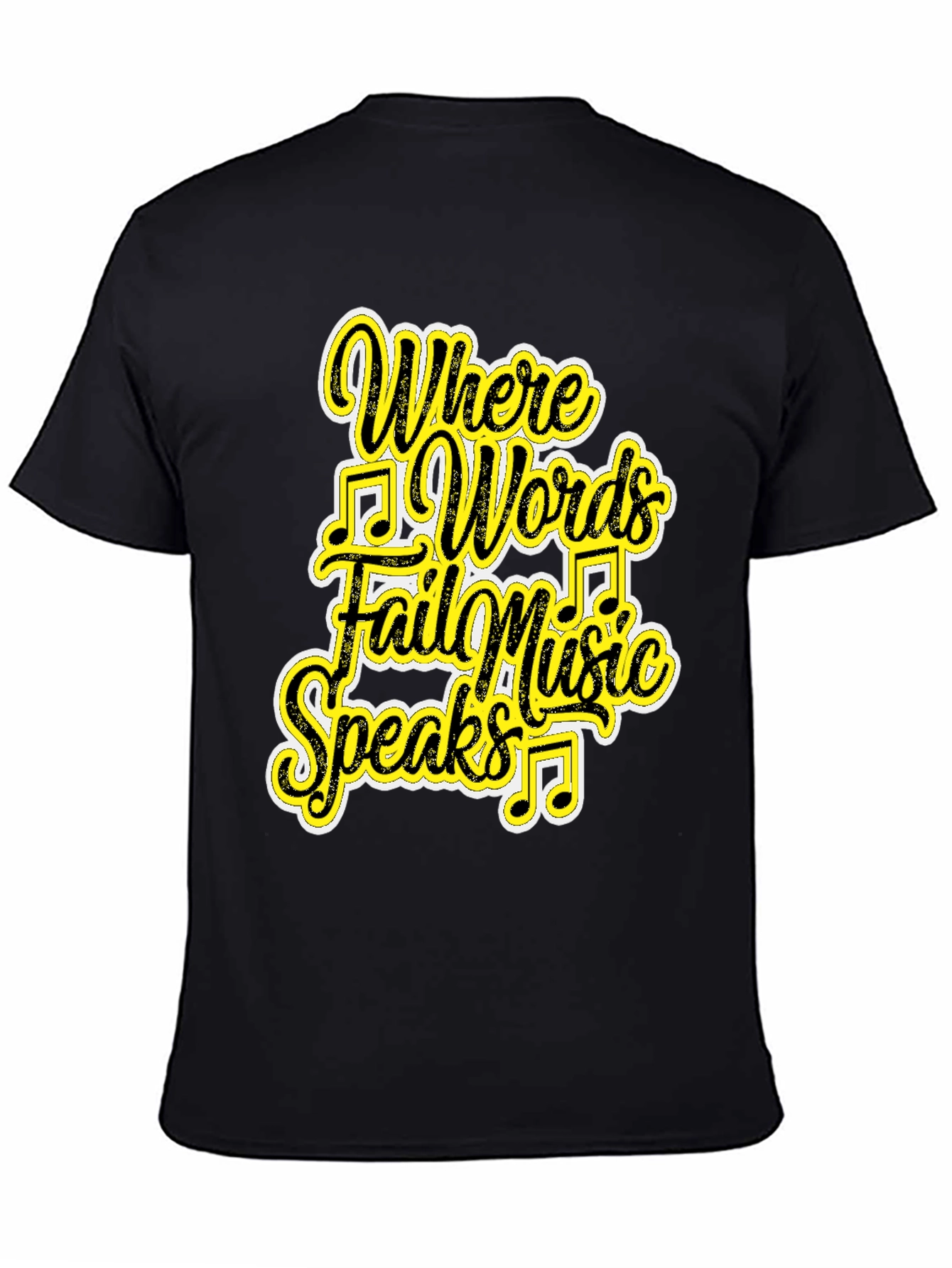 Black Music Speaks Graphic Tee - Black Cotton T-Shirt view 4