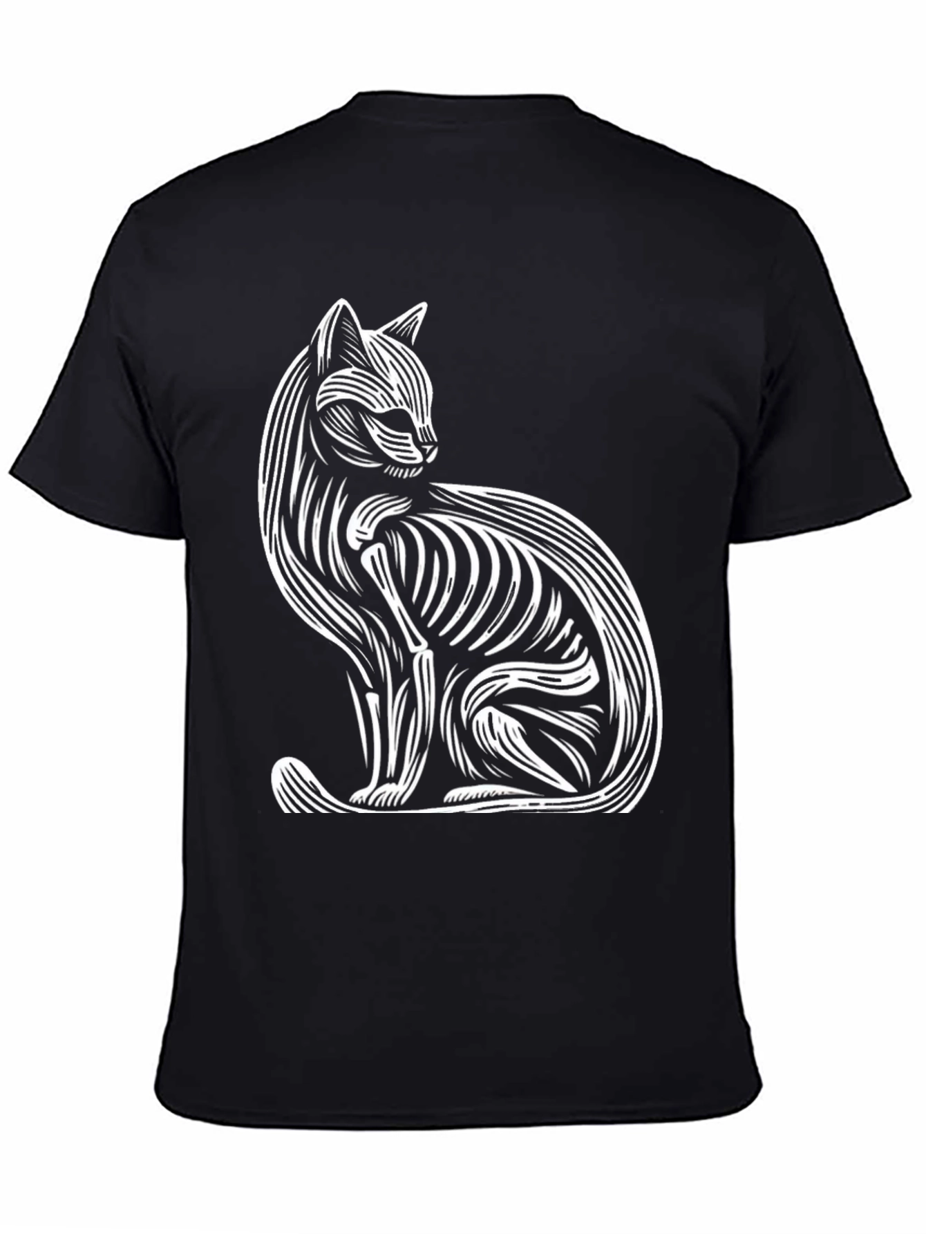 Black Abstract Cat Graphic Tee - Stylish & Unique view 4