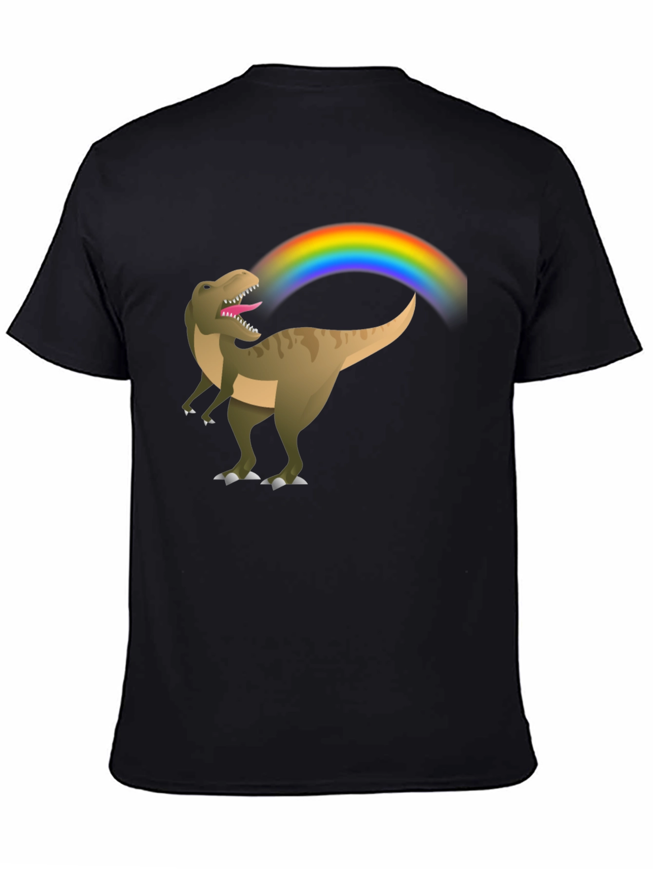 Black Rainbow Dinosaur T-Shirt - Black Cotton Tee view 4