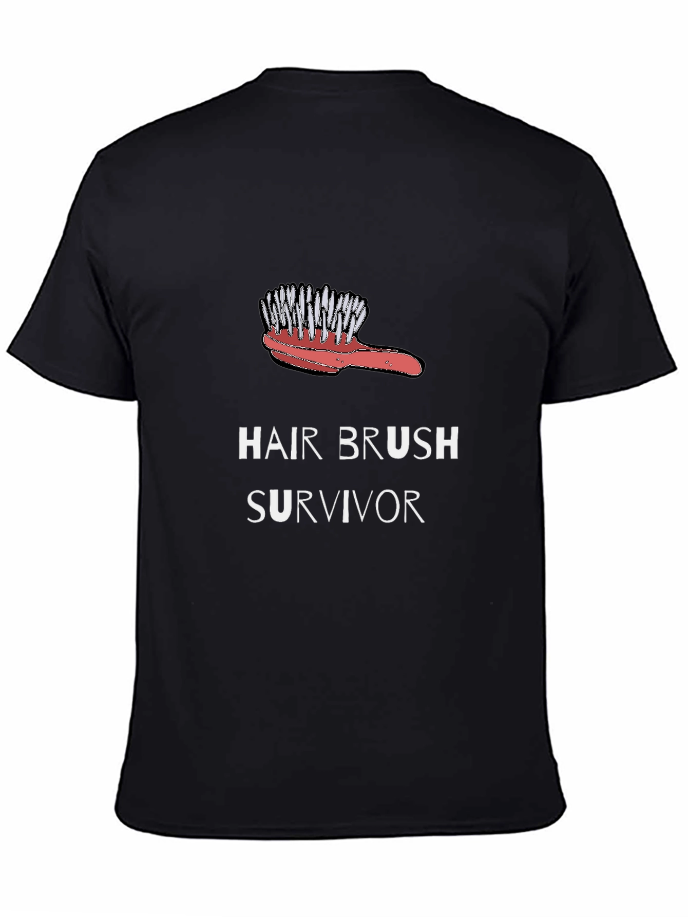 Black Hair Brush Survivor Graphic Tee - Black T-Shirt view 4
