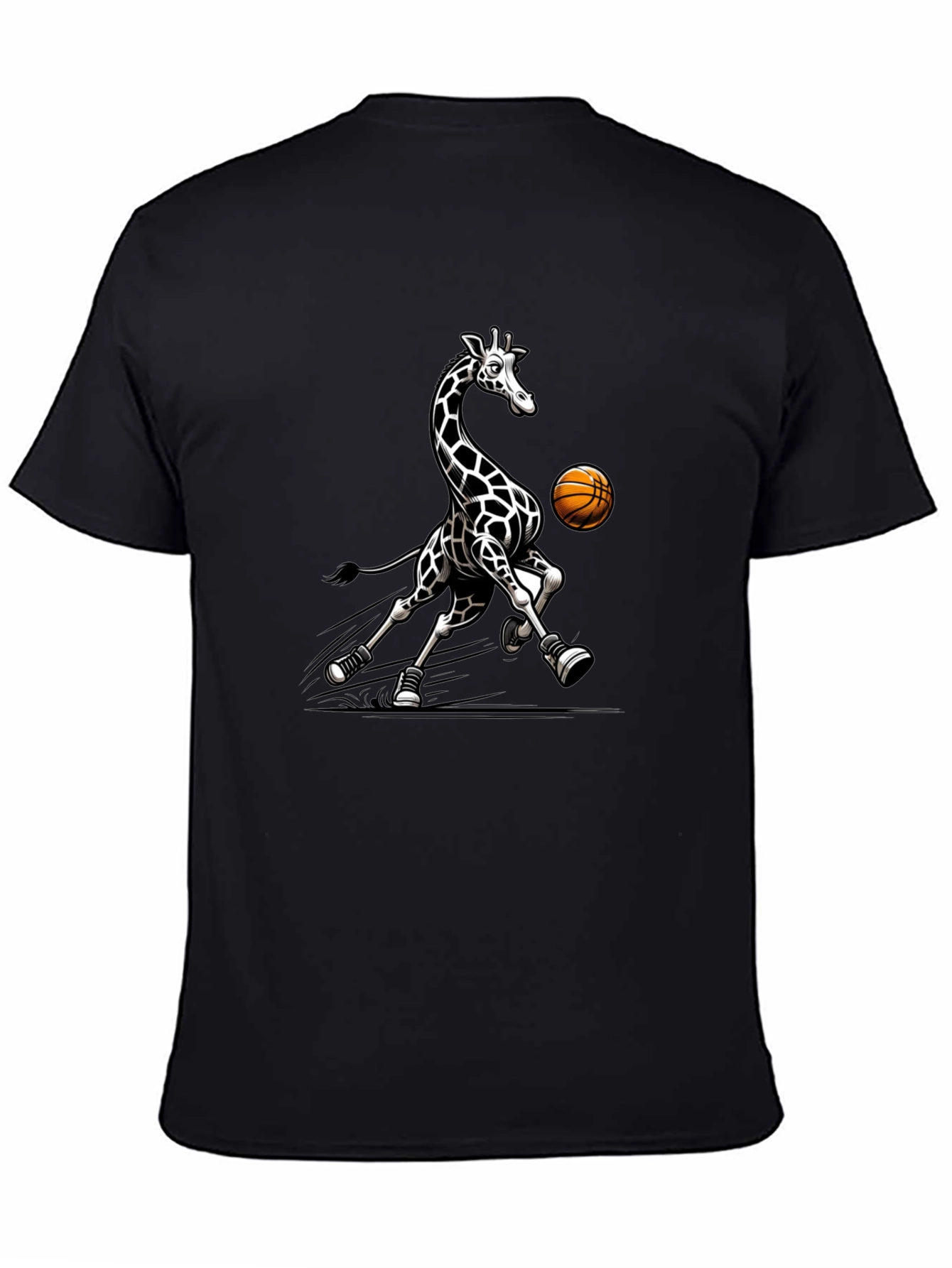 Black Giraffe Basketball Black T-Shirt view 4