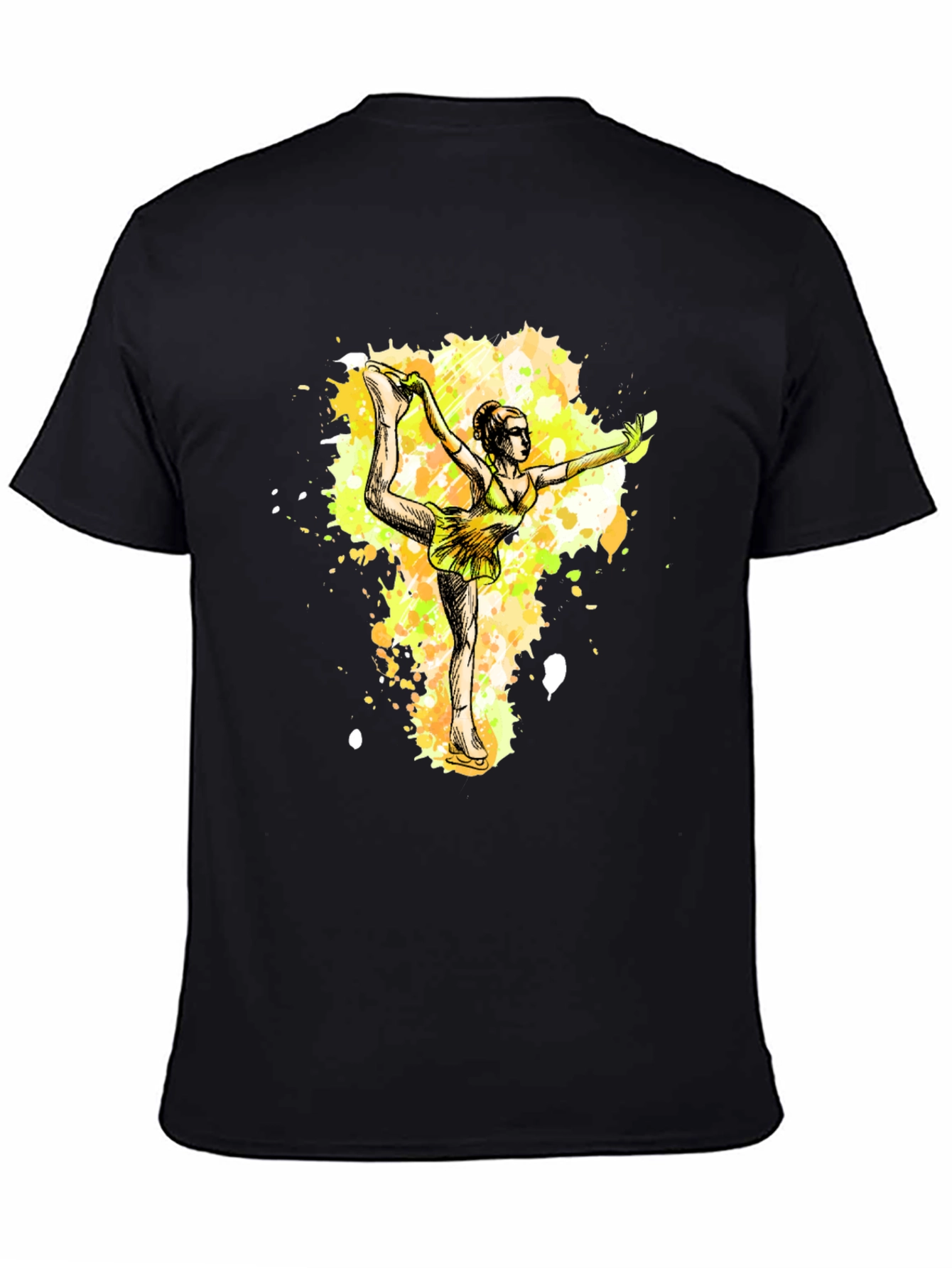 Black Figure Skater Graphic Tee - Black Cotton T-Shirt view 4