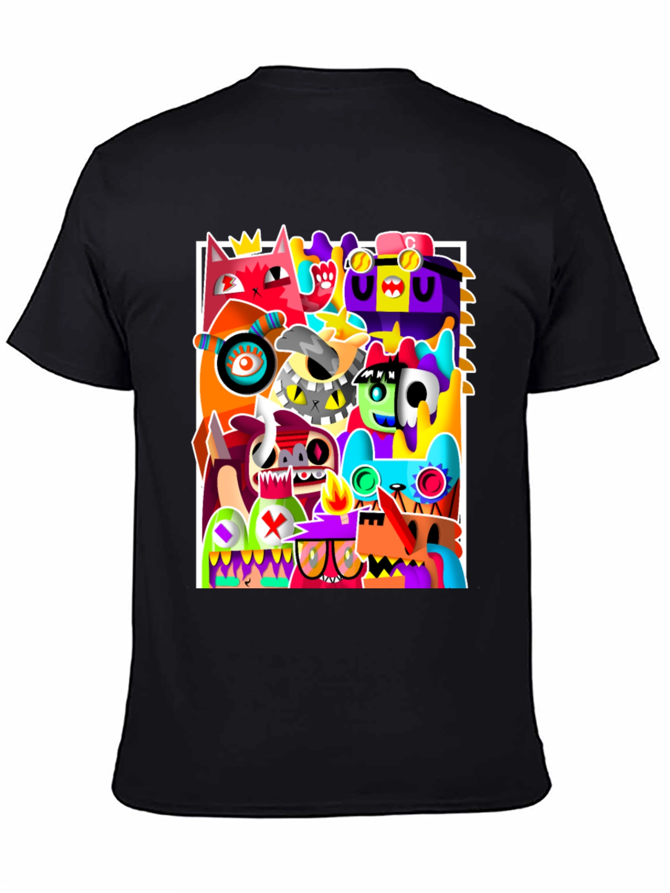 Black Abstract Art Graphic Print Black T-Shirt view 4