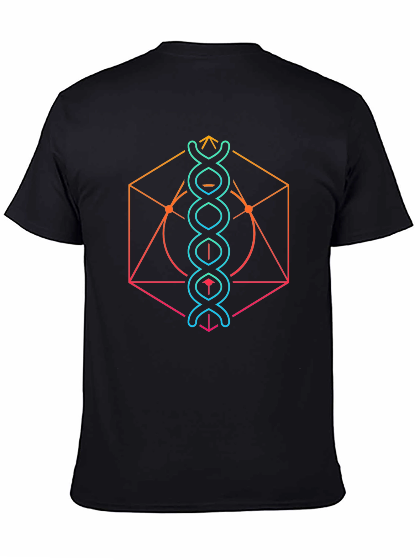 Black Geometric DNA Graphic Tee - Trendy Science Shirt view 4