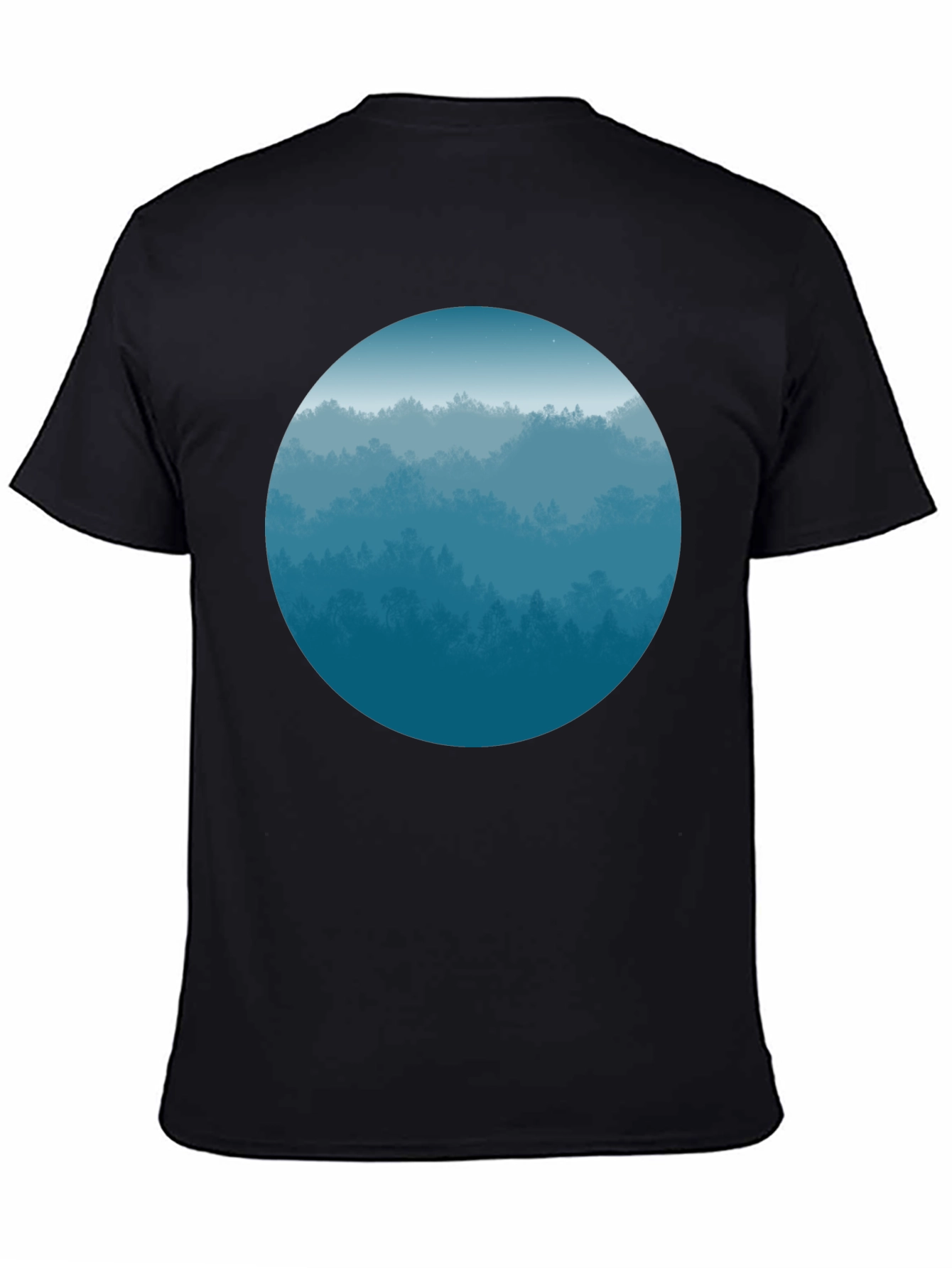 Black Blue Forest Circle Graphic Tee - Soft Style view 4