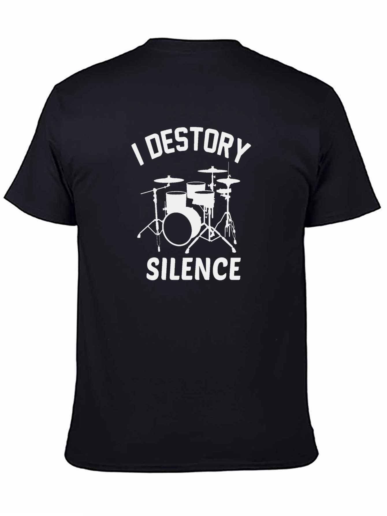 Black I Destroy Silence Drummer Graphic T-Shirt view 4