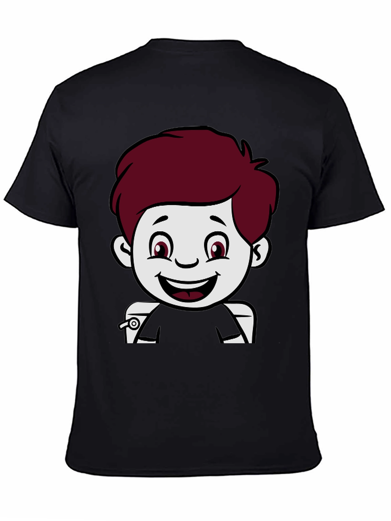 Black Cartoon Boy Graphic Print Black T-Shirt view 4