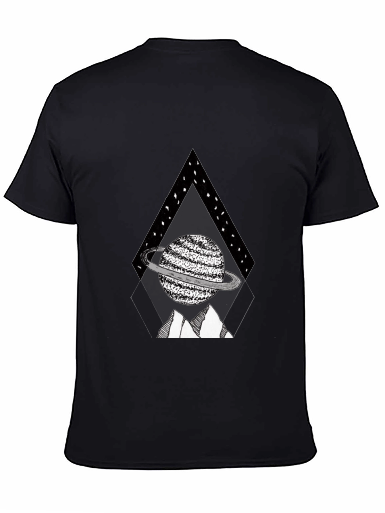 Black Planet Triangle Graphic Tee - Black Casual Shirt view 4