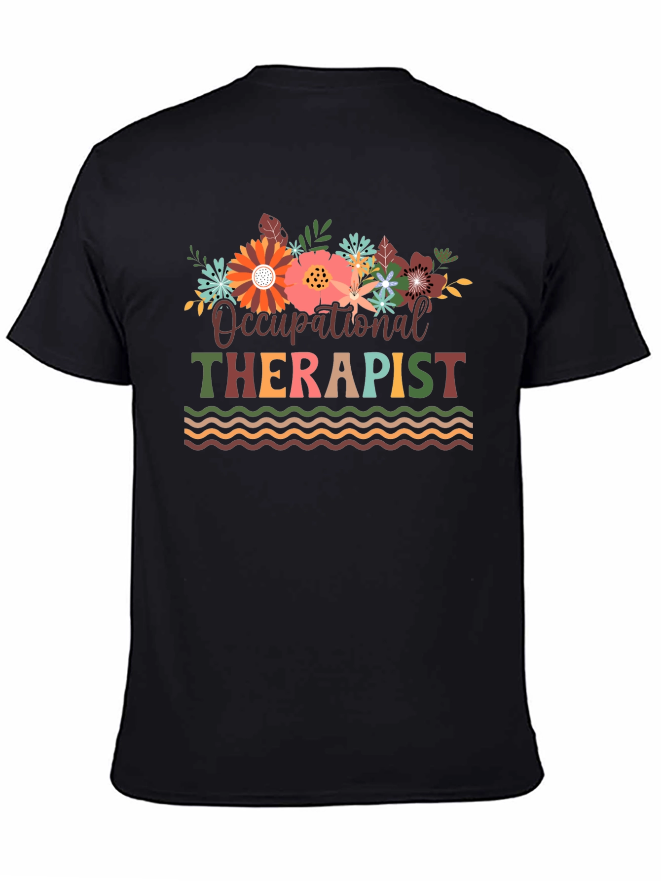 Black Occupational Therapist Floral T-Shirt view 4