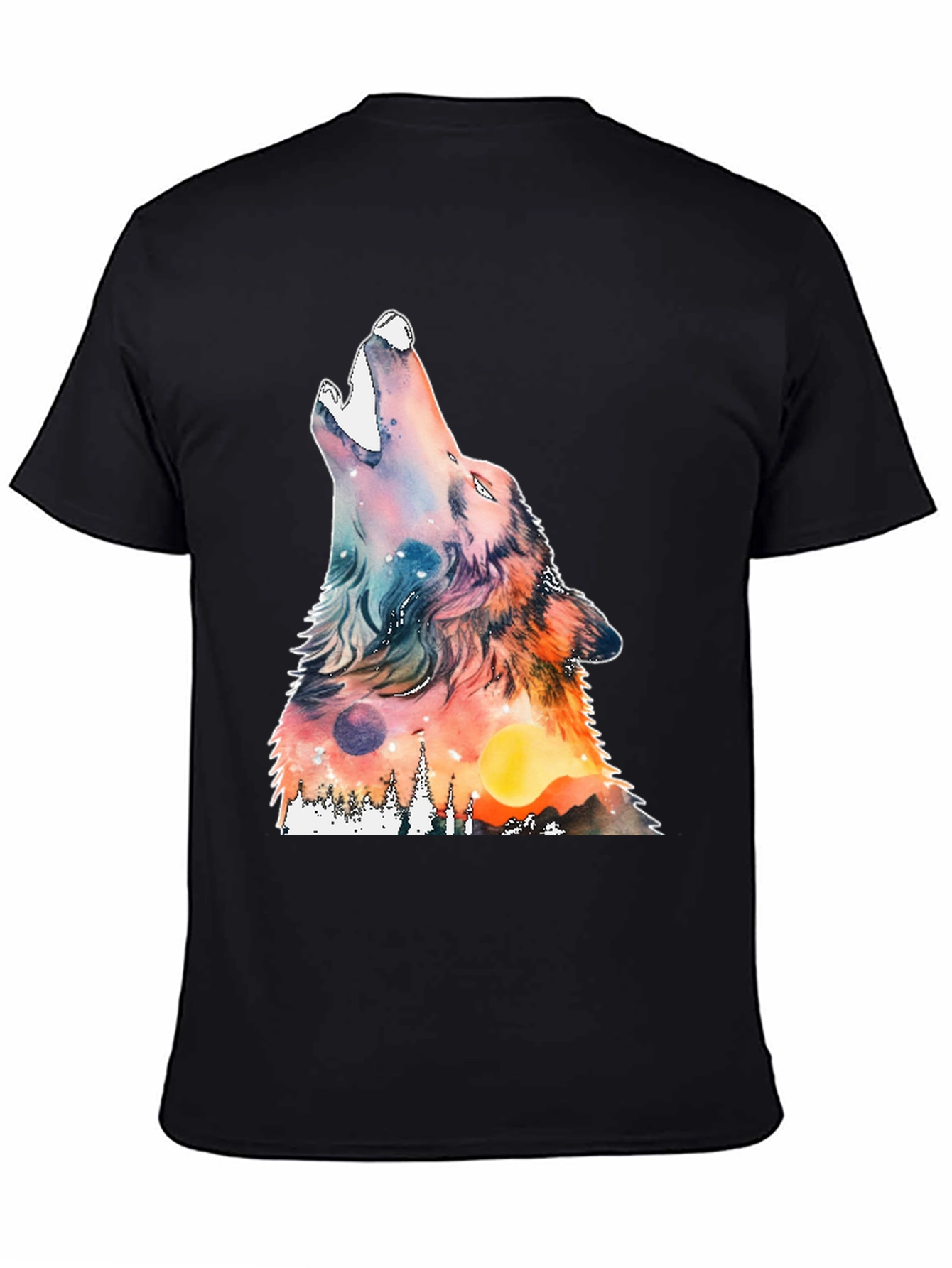 Black Wolf Howl Graphic T-Shirt - Unique Design view 4
