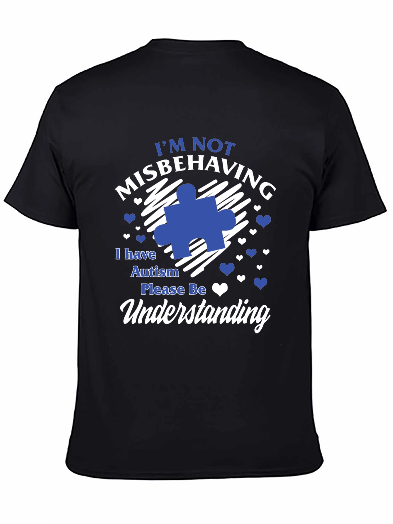 Black Autism Awareness T-Shirt Misbehaving Understanding view 4