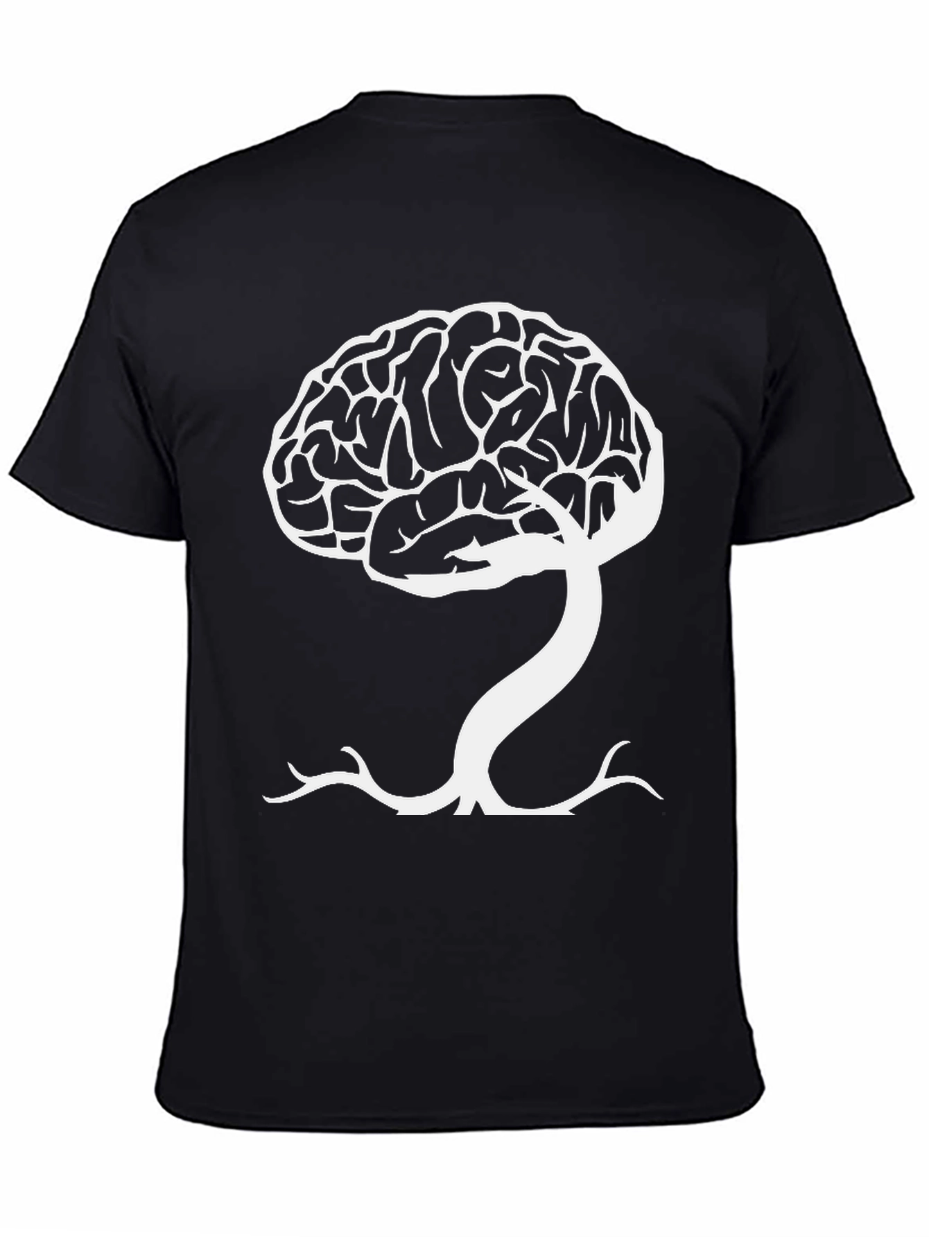 Black Brain Tree Graphic Tee - Black Cotton Blend T-Shirt view 4
