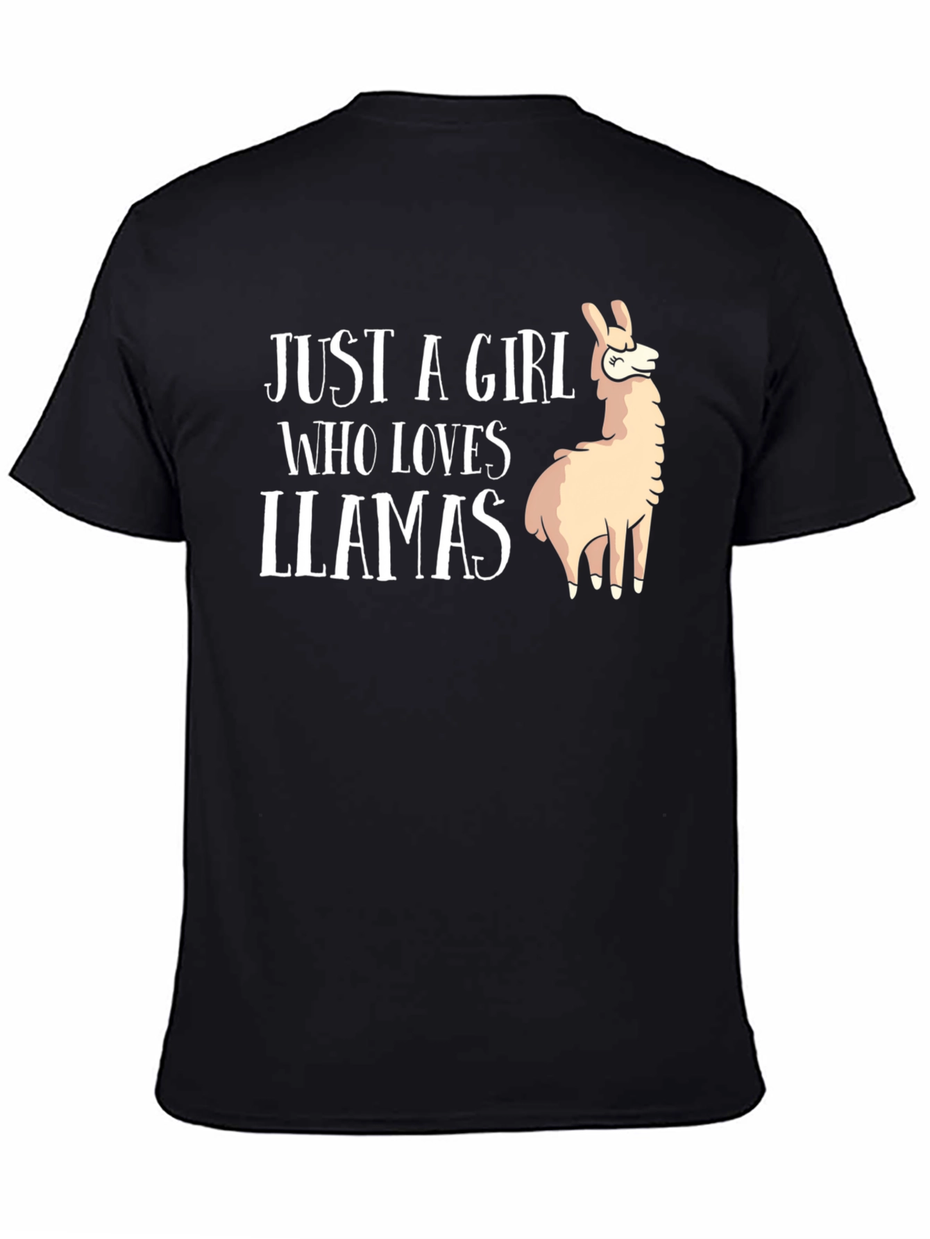 Black Just A Girl Who Loves Llamas - Graphic T-Shirt view 4