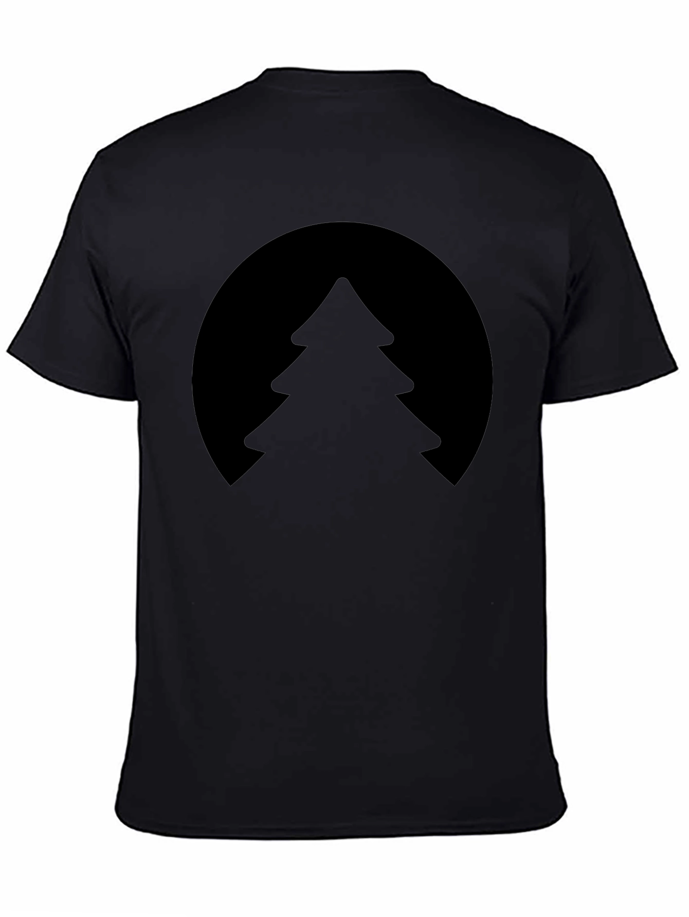 Black Men's Black T-Shirt with Tree Graphic view 4