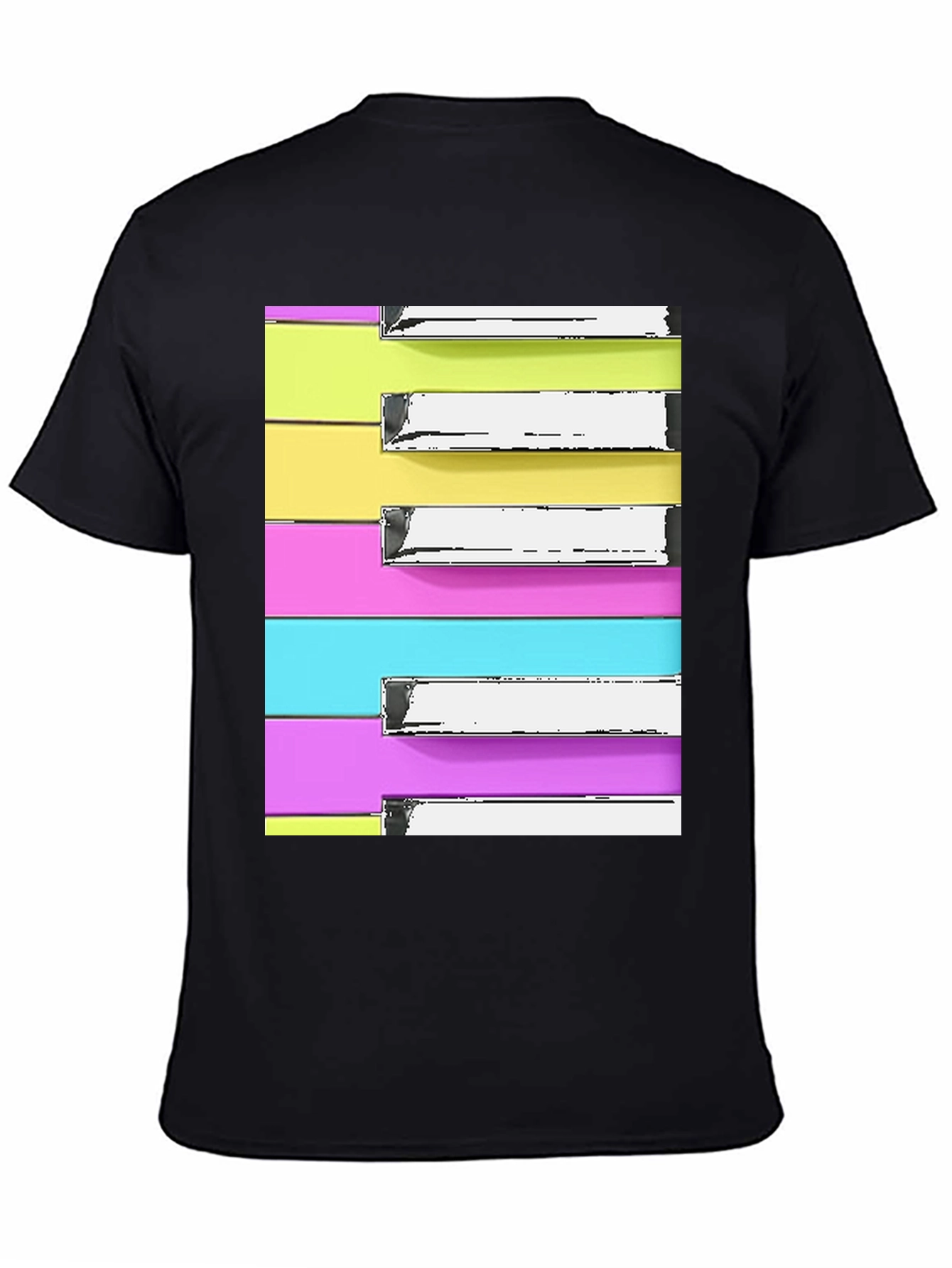 Black Piano Keys T-Shirt - Retro Colorful Music Tee view 4