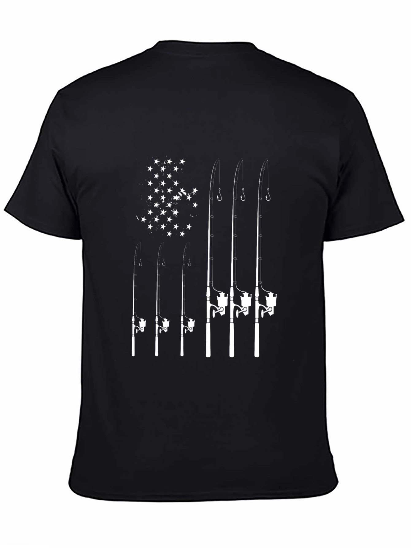 Black Fishing American Flag T-Shirt view 4