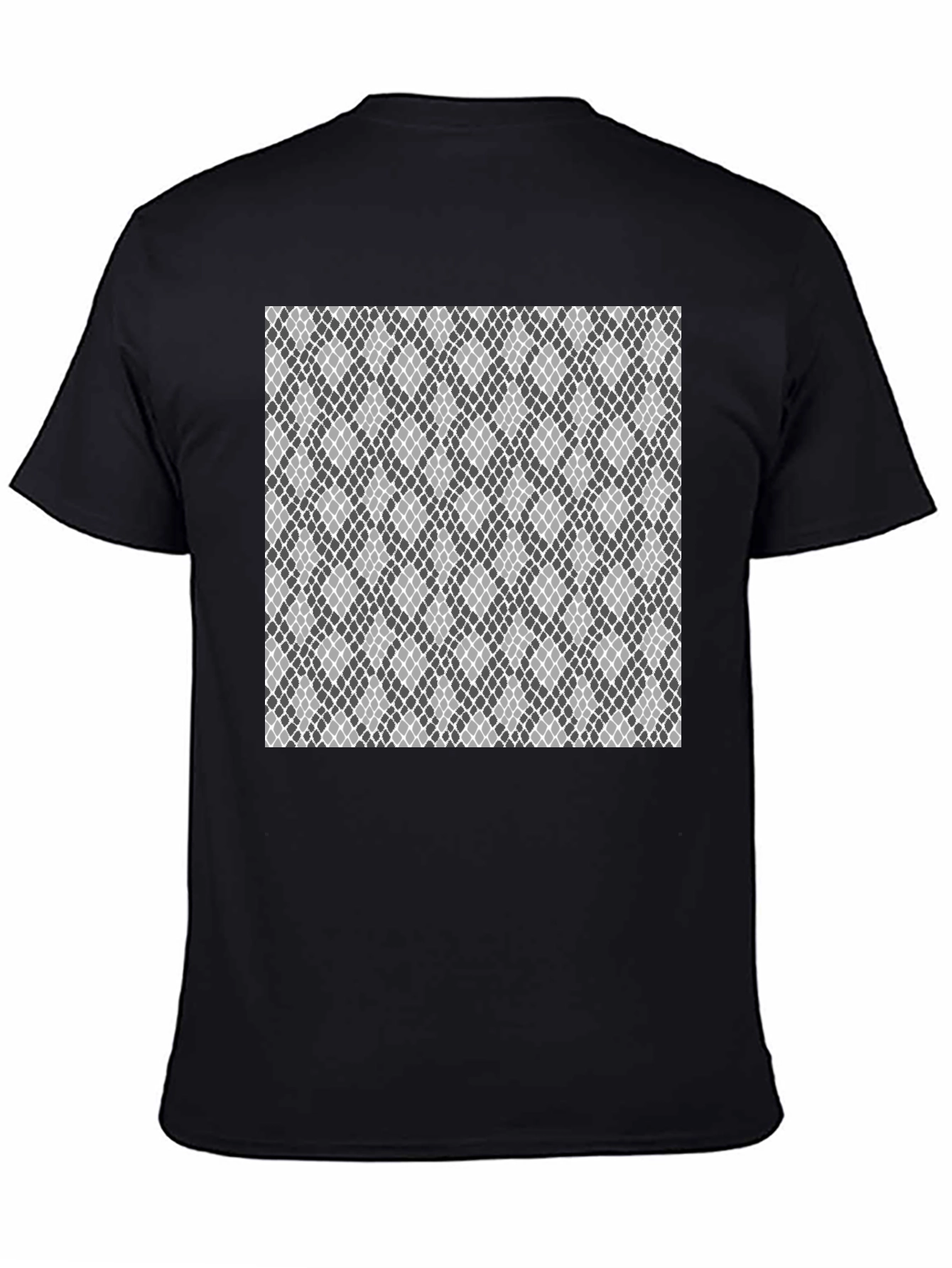 Black Geometric Pattern Black T-Shirt view 4