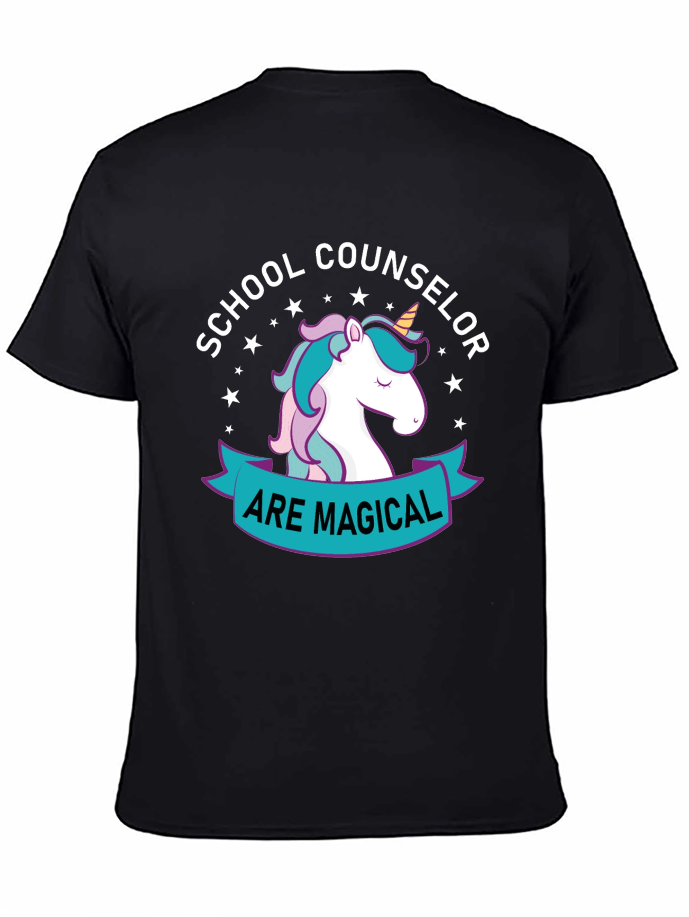 Black School Counselor Unicorn T-Shirt view 4